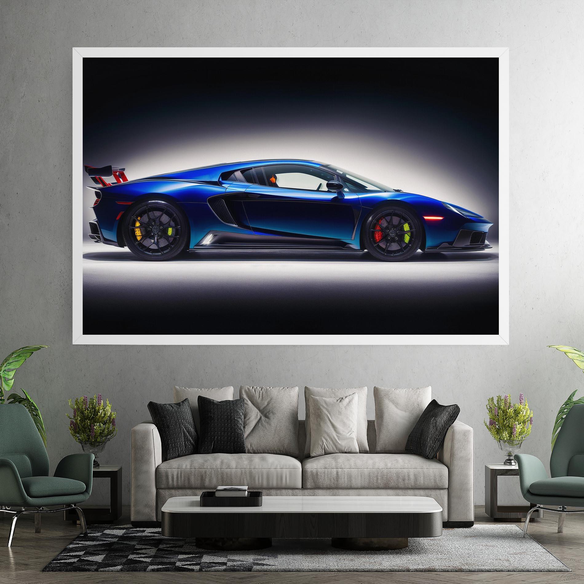 Vászonkép Blue Hypercar Side mockup 7