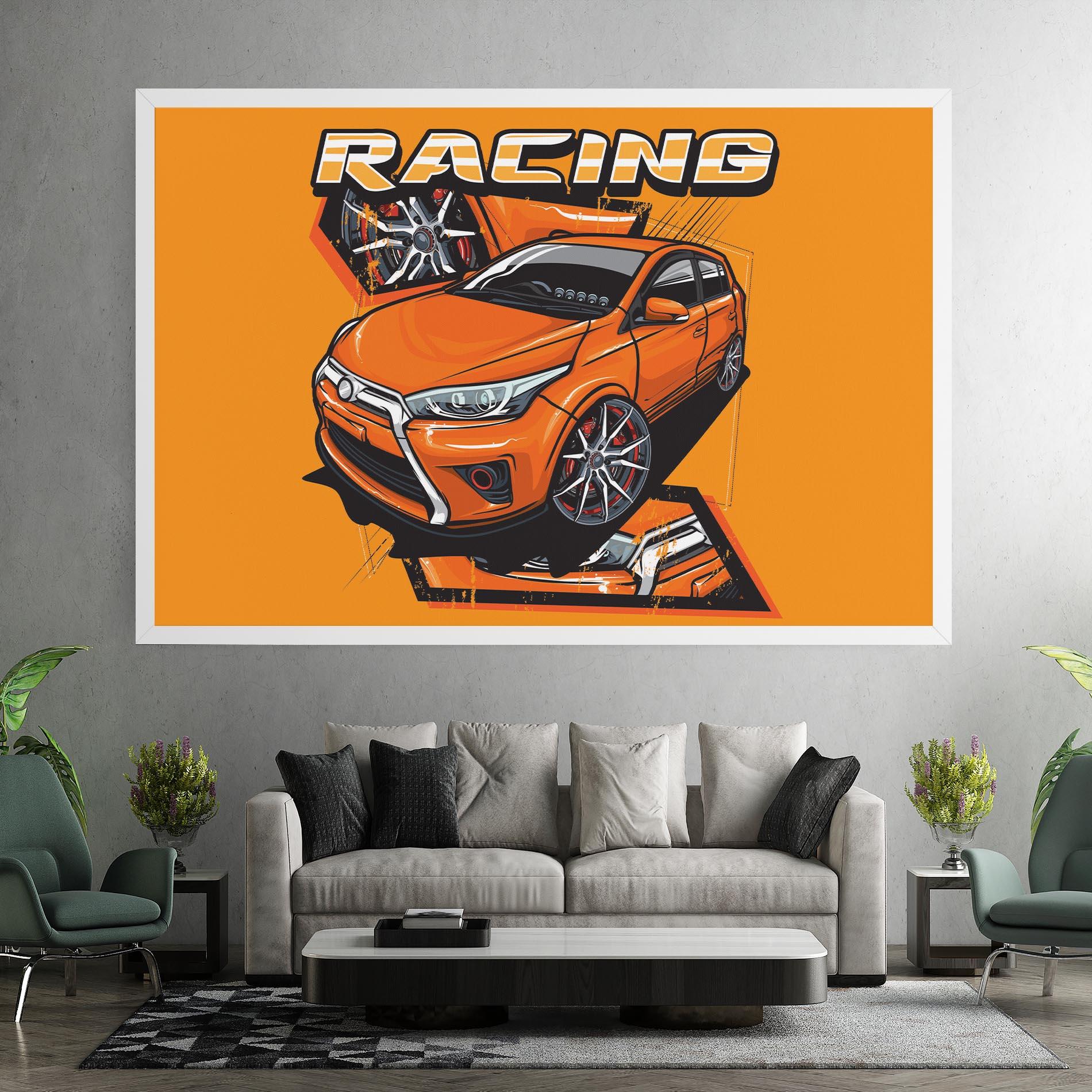 Vászonkép Racing Orange Car mockup 7