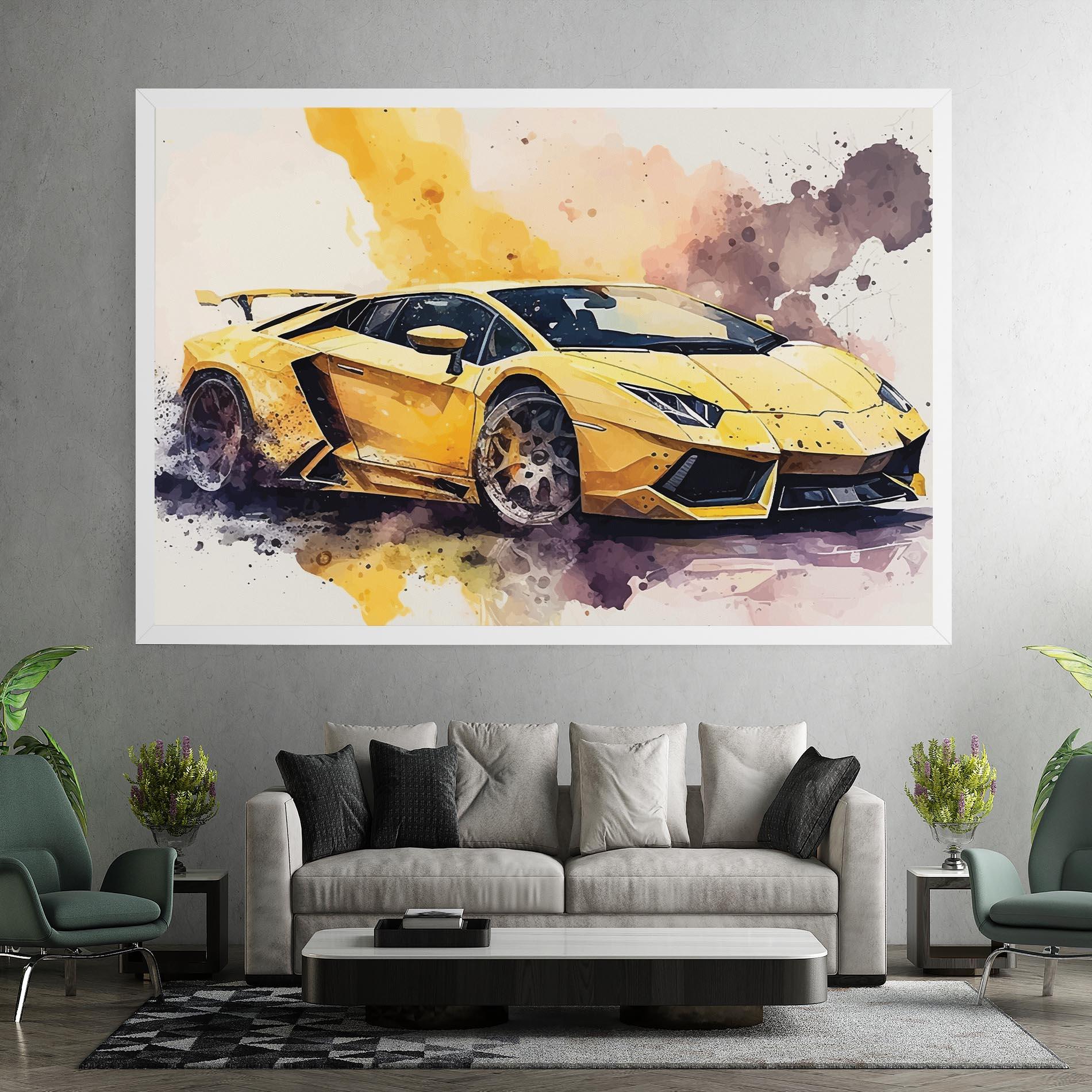 Vászonkép Watercolor Sport Car mockup 7