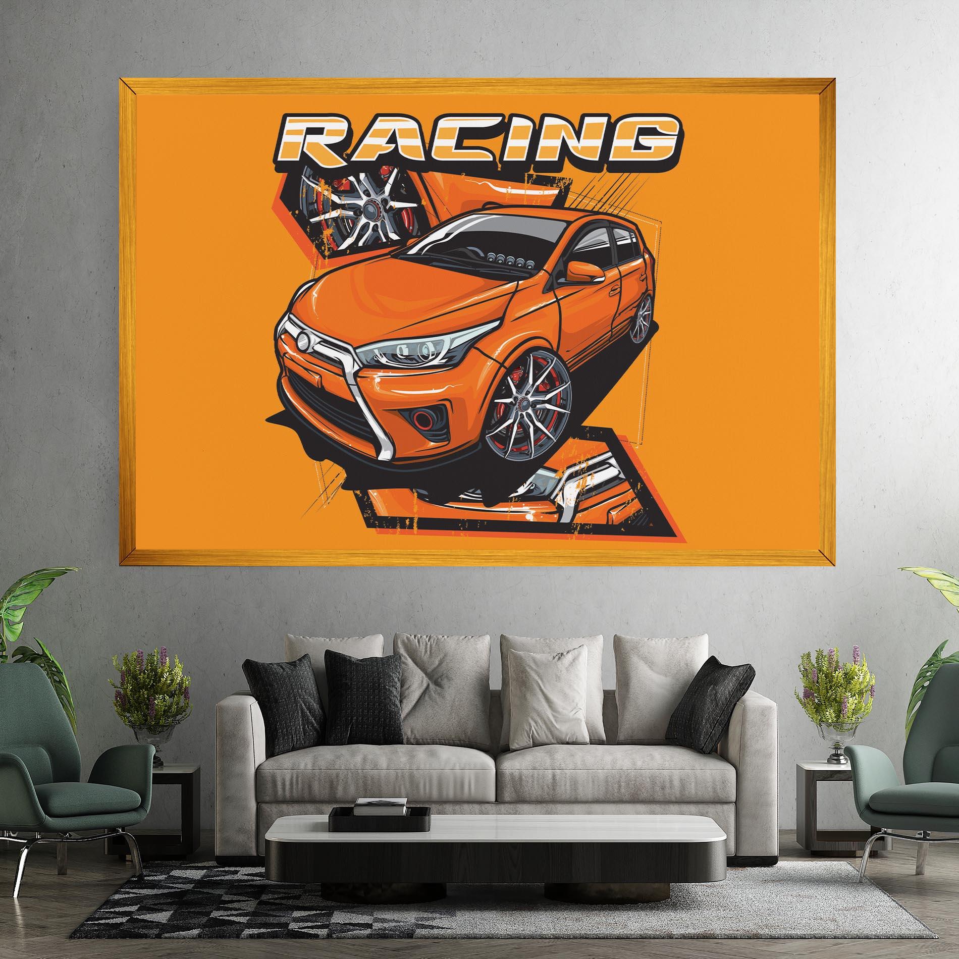 Vászonkép Racing Orange Car mockup 7