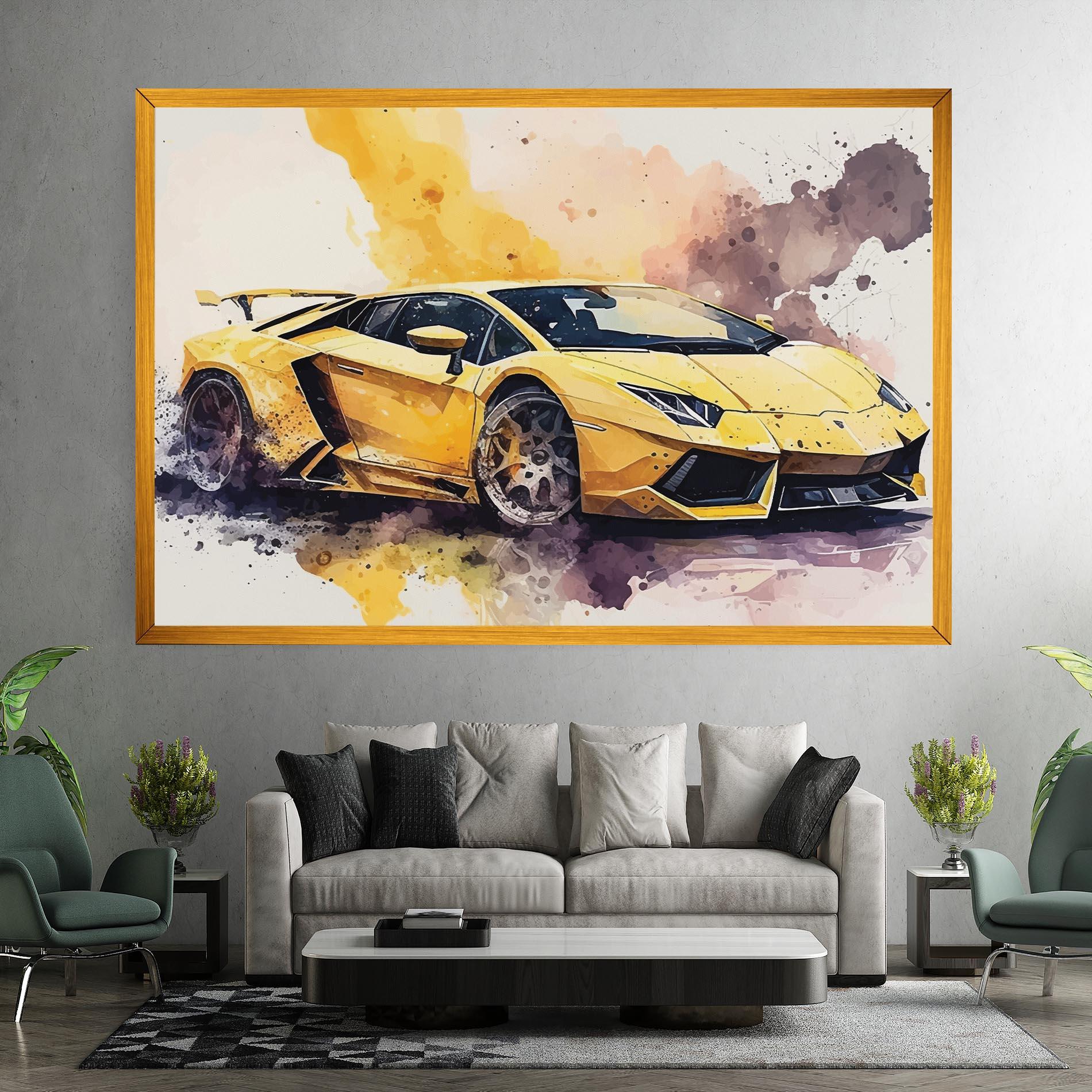 Vászonkép Watercolor Sport Car mockup 7