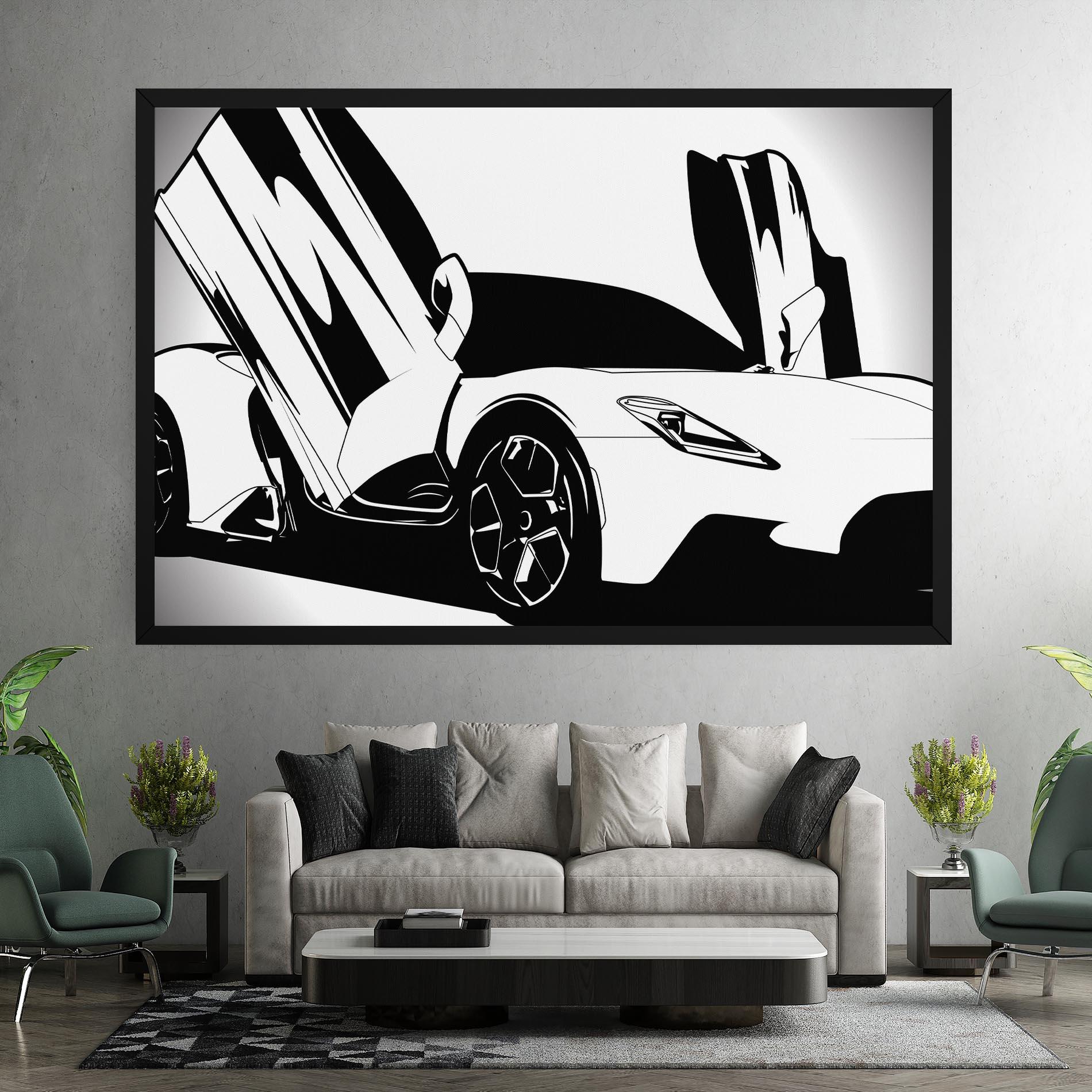 Vászonkép Black White Car mockup 7