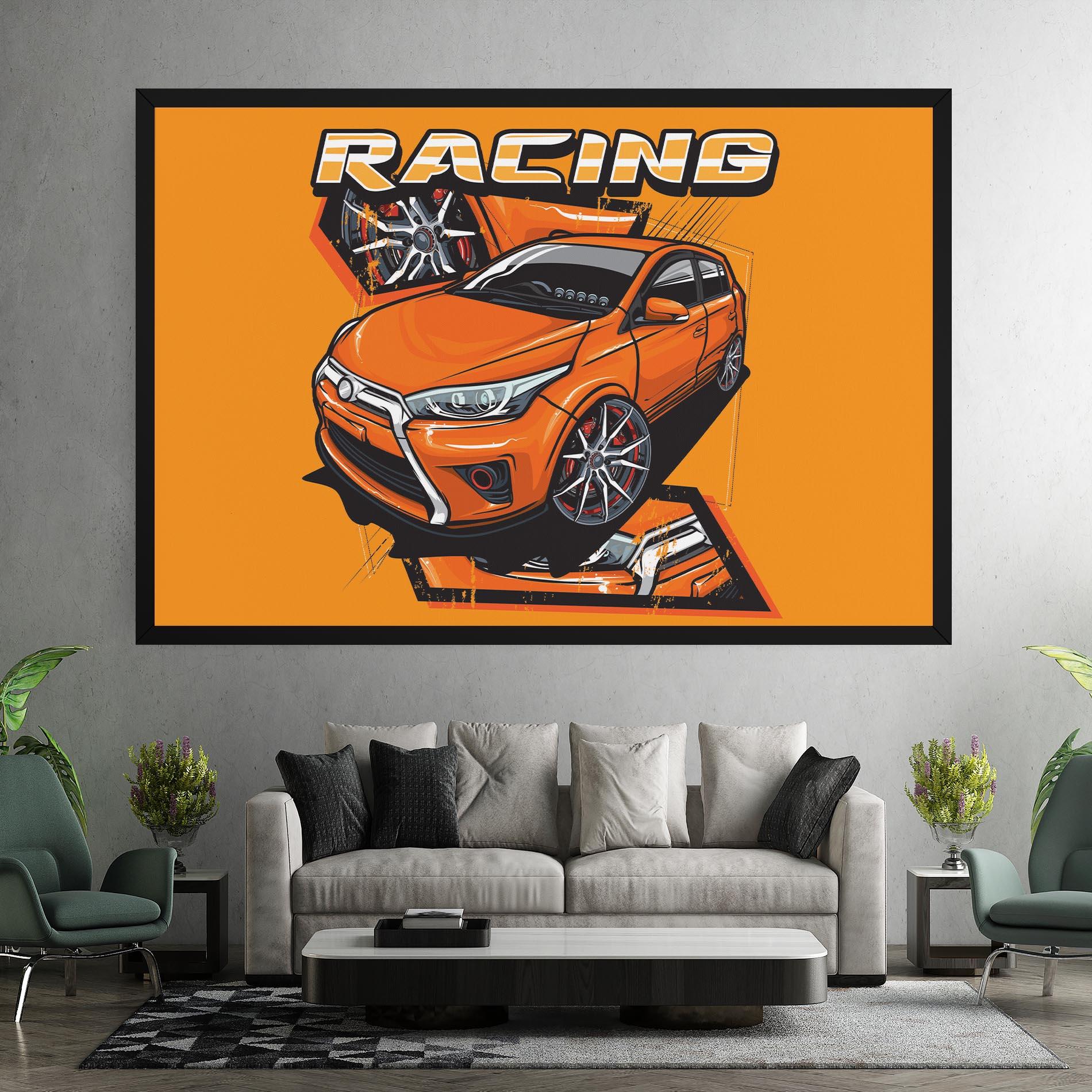 Vászonkép Racing Orange Car mockup 7