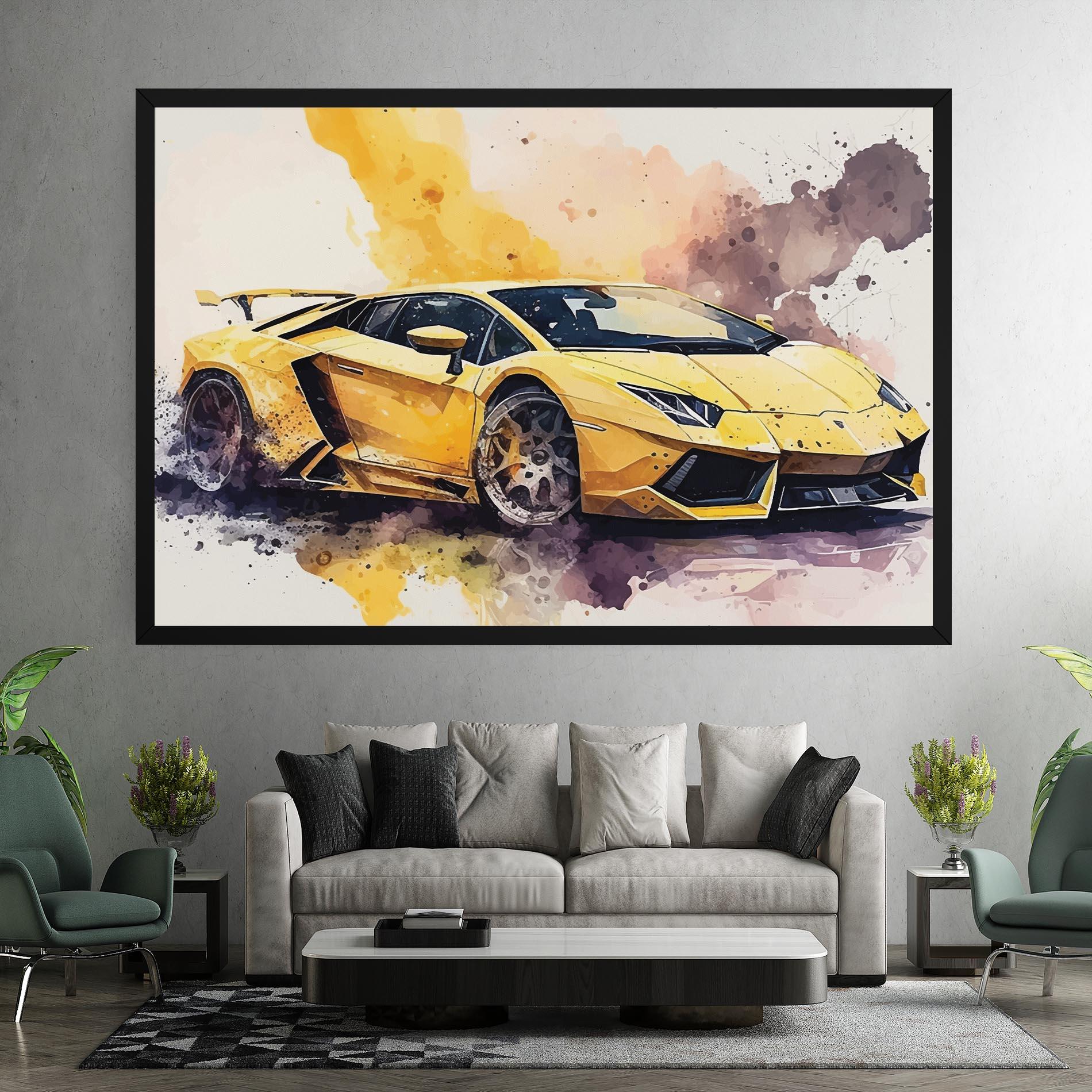 Vászonkép Watercolor Sport Car mockup 7