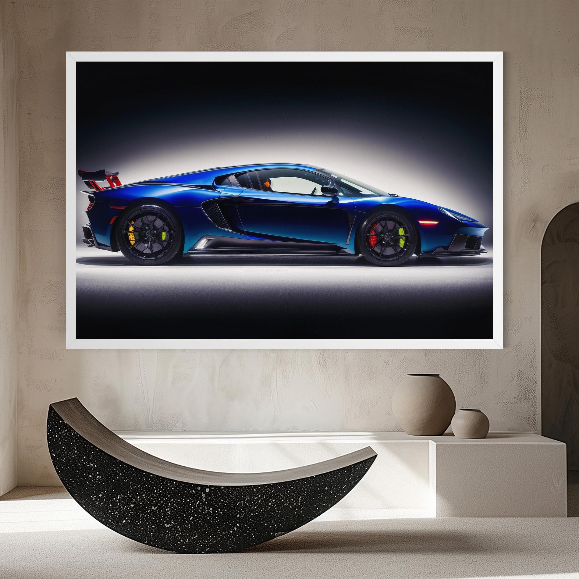 Vászonkép Blue Hypercar Side mockup 8