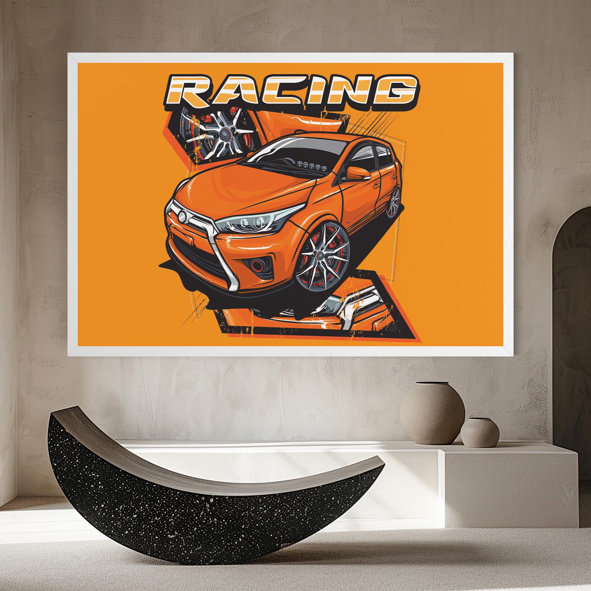 Vászonkép Racing Orange Car mockup 8