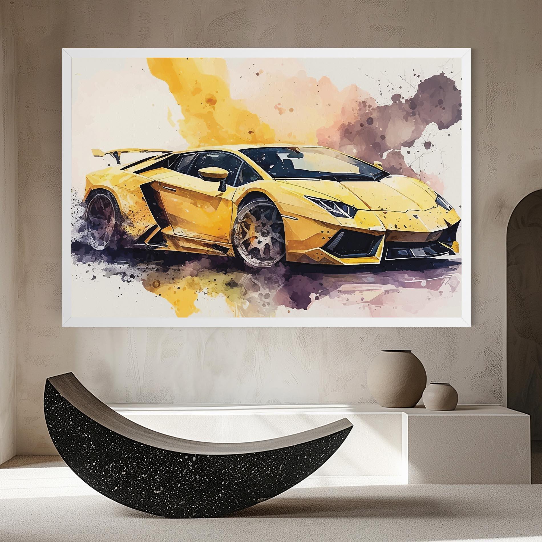 Vászonkép Watercolor Sport Car mockup 8