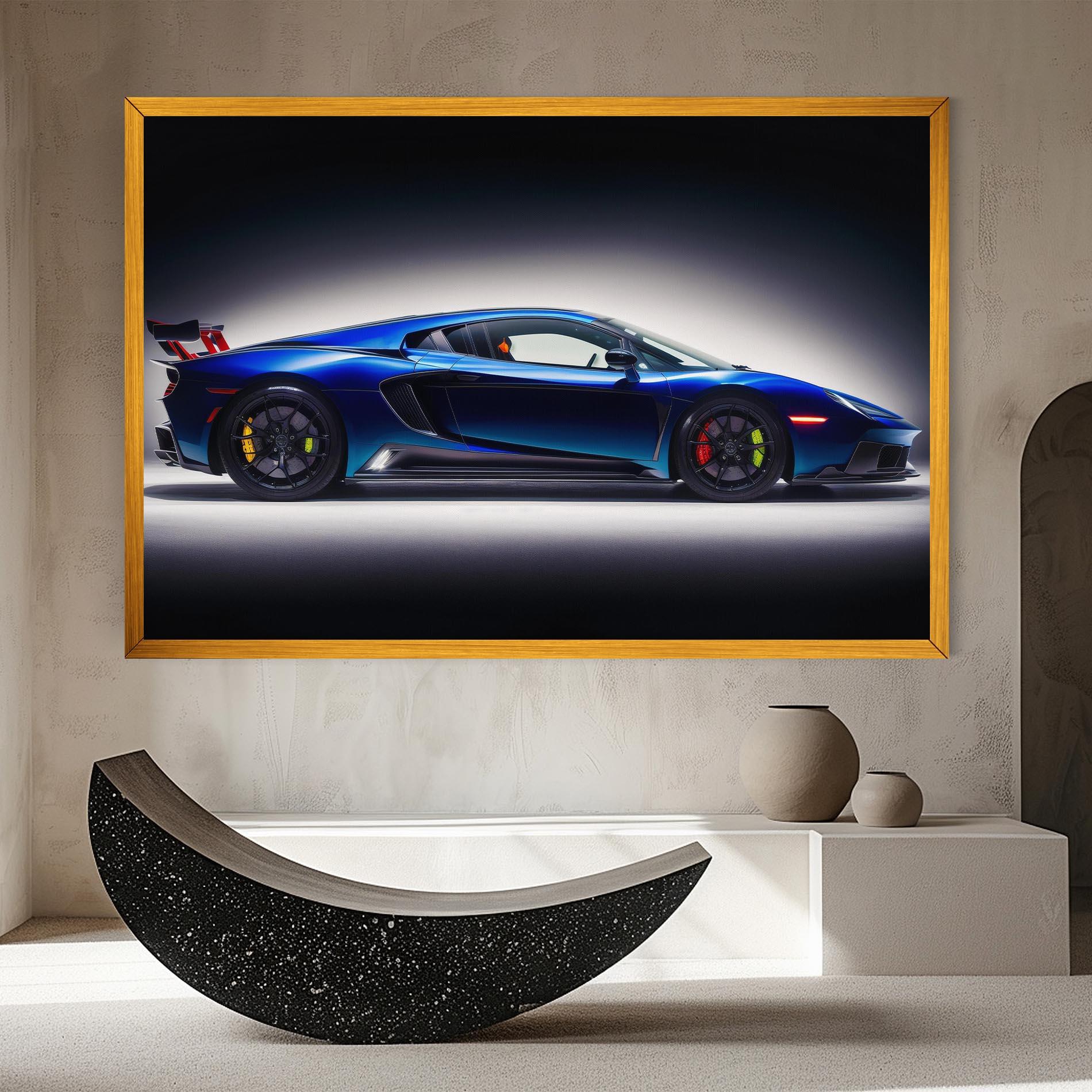 Vászonkép Blue Hypercar Side mockup 8