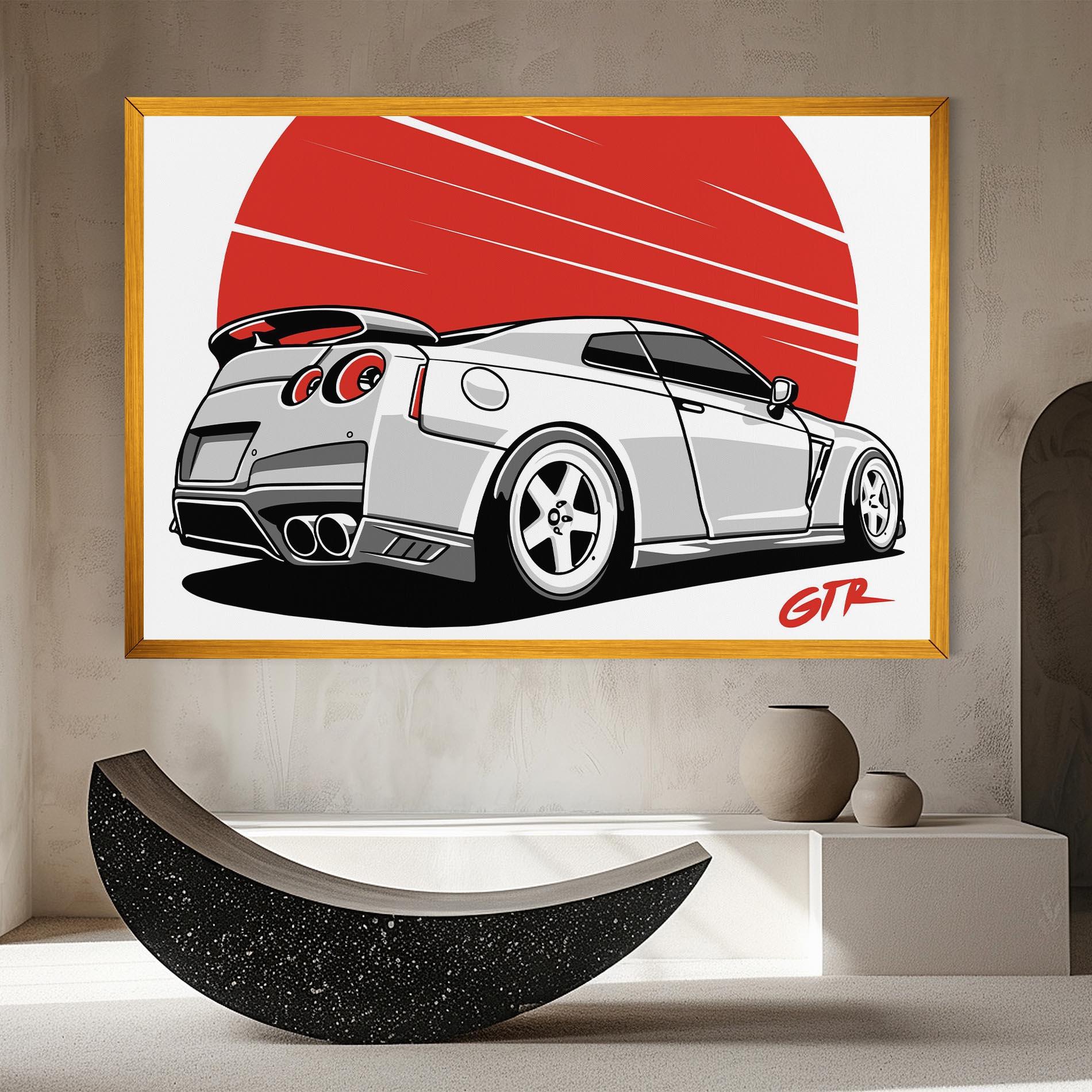 Vászonkép Grey Gtr Car mockup 8