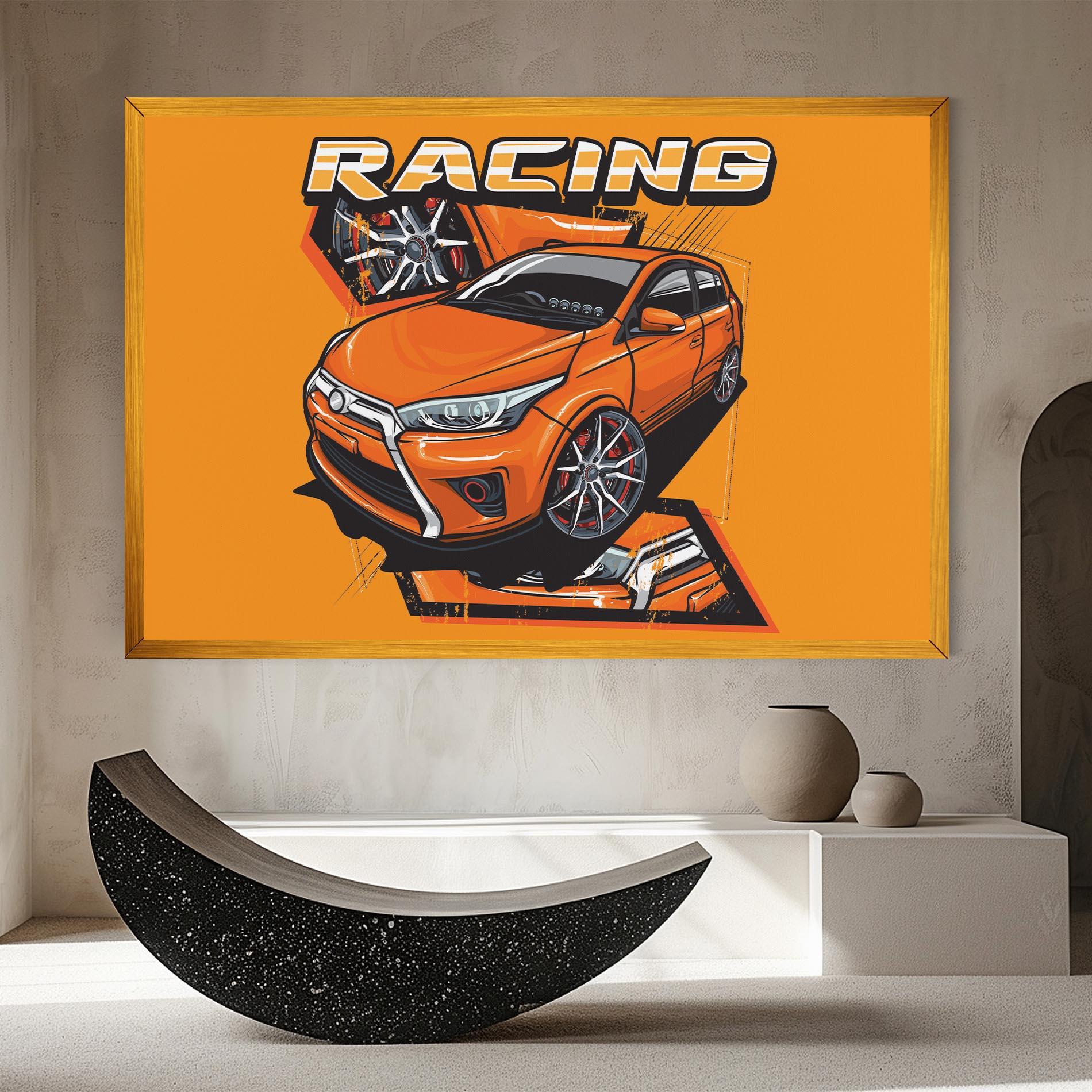 Vászonkép Racing Orange Car mockup 8