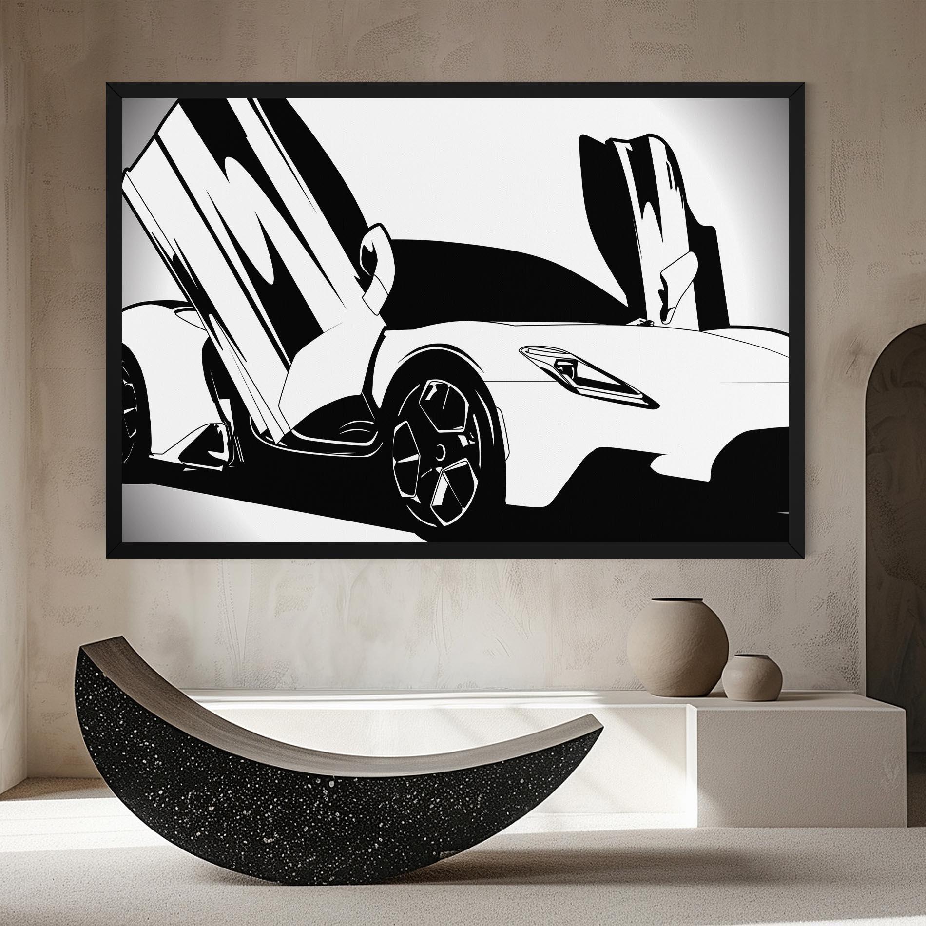 Vászonkép Black White Car mockup 8