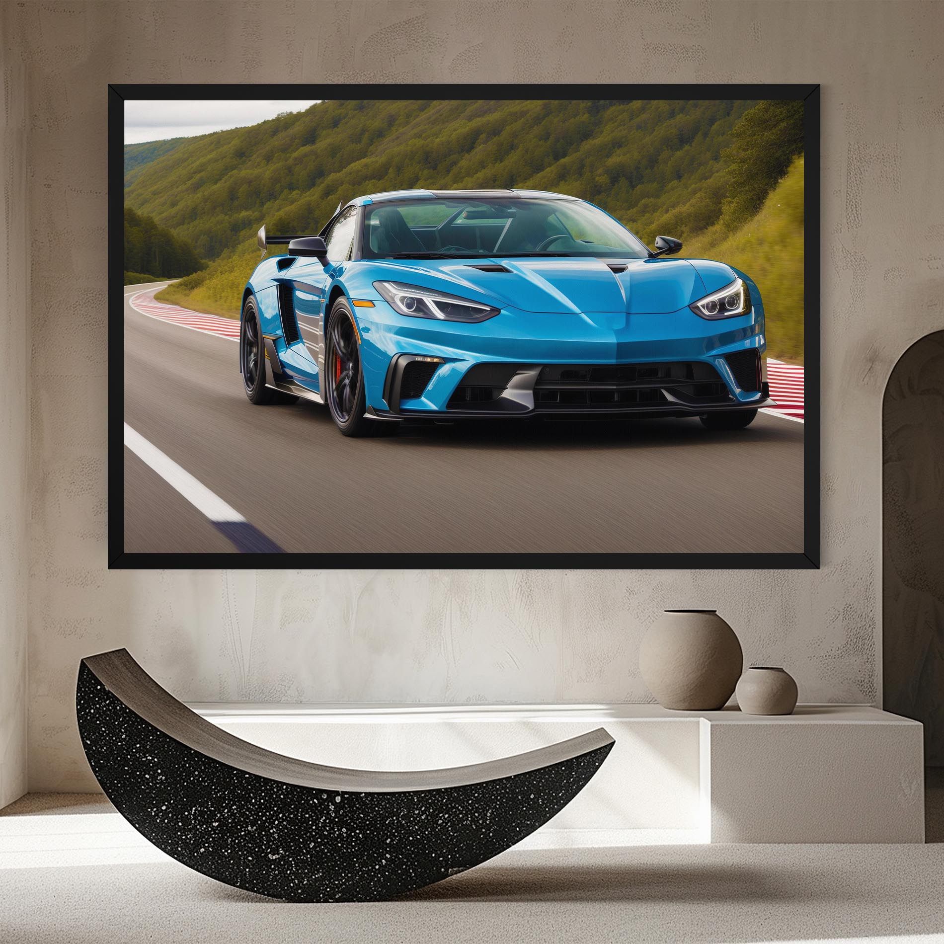 Blue Sport Car mockup 8