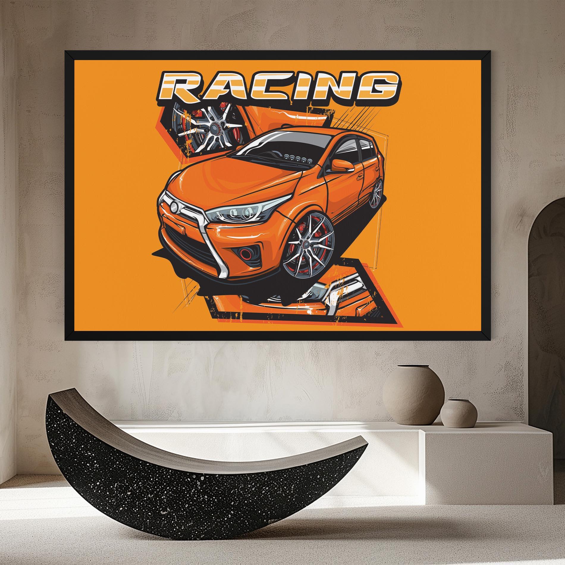 Vászonkép Racing Orange Car mockup 8