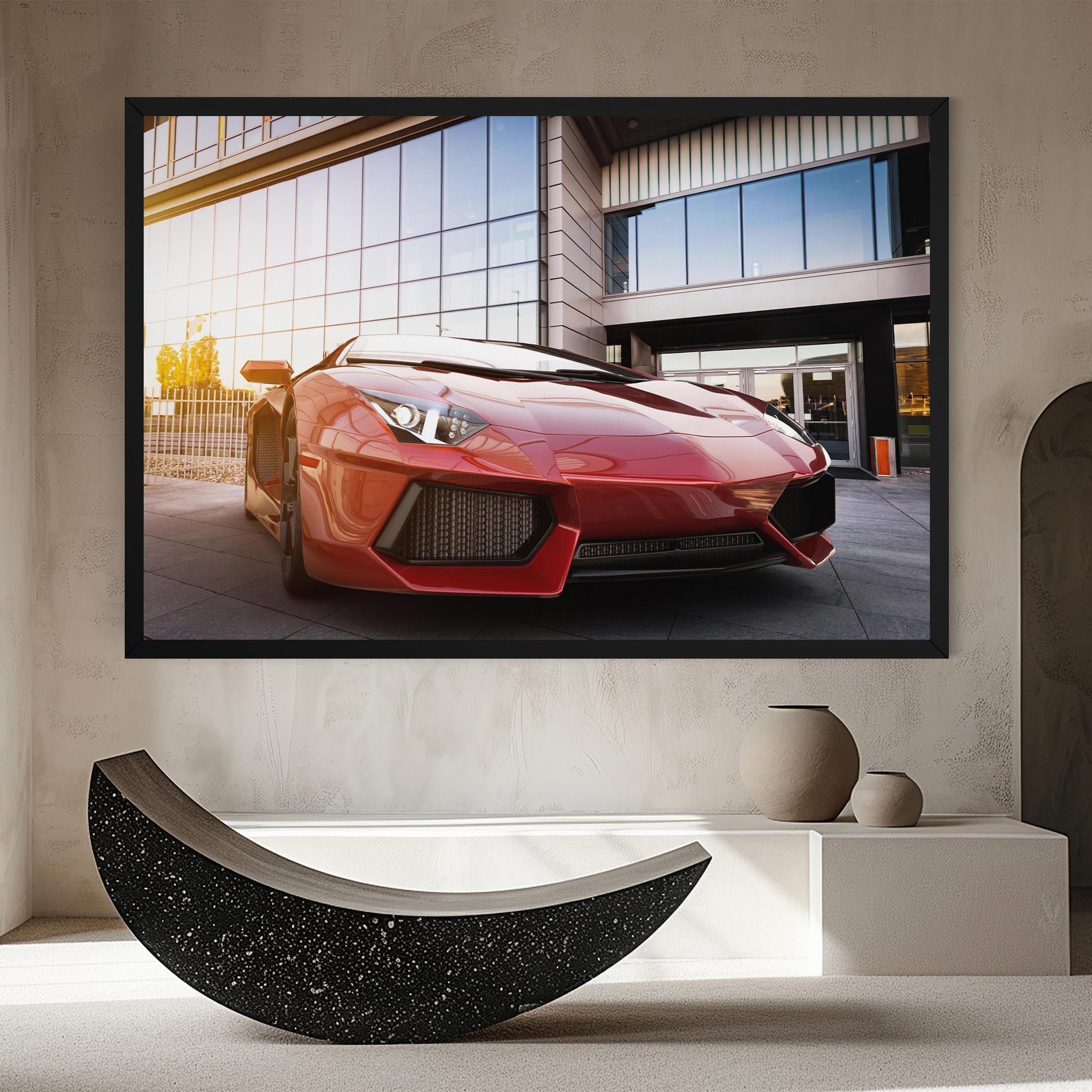 Vászonkép Red Lambo Outside mockup 8