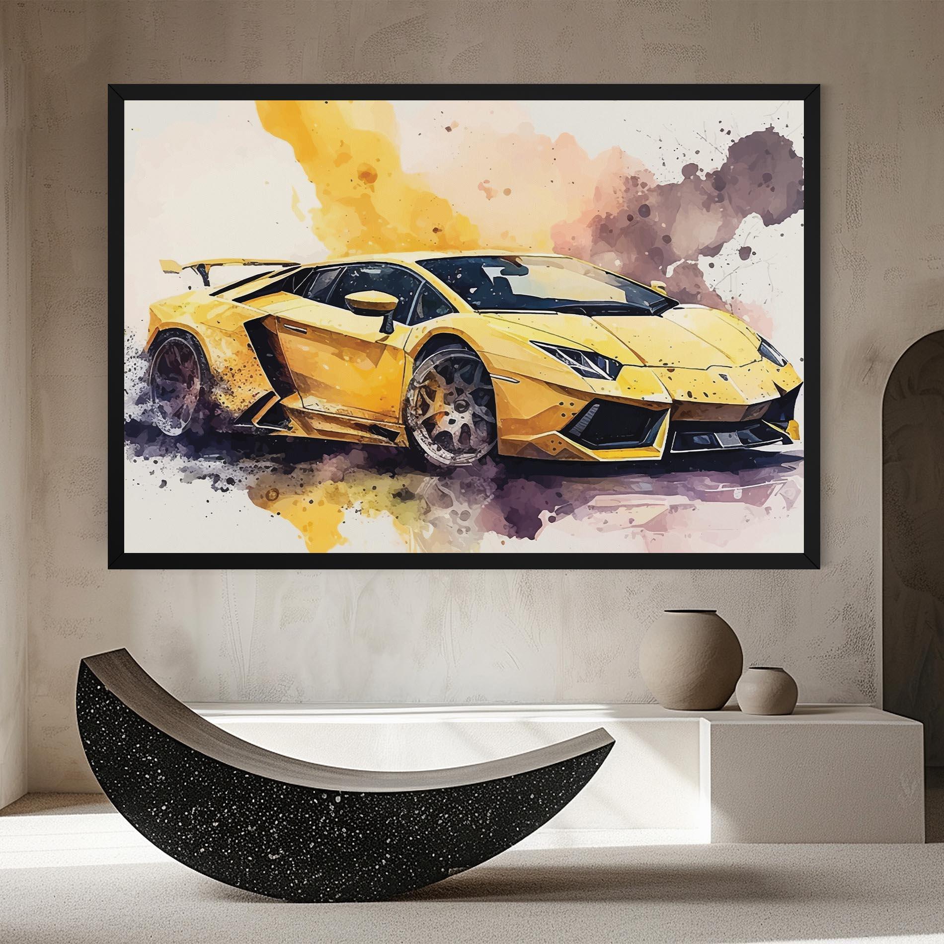 Vászonkép Watercolor Sport Car mockup 8