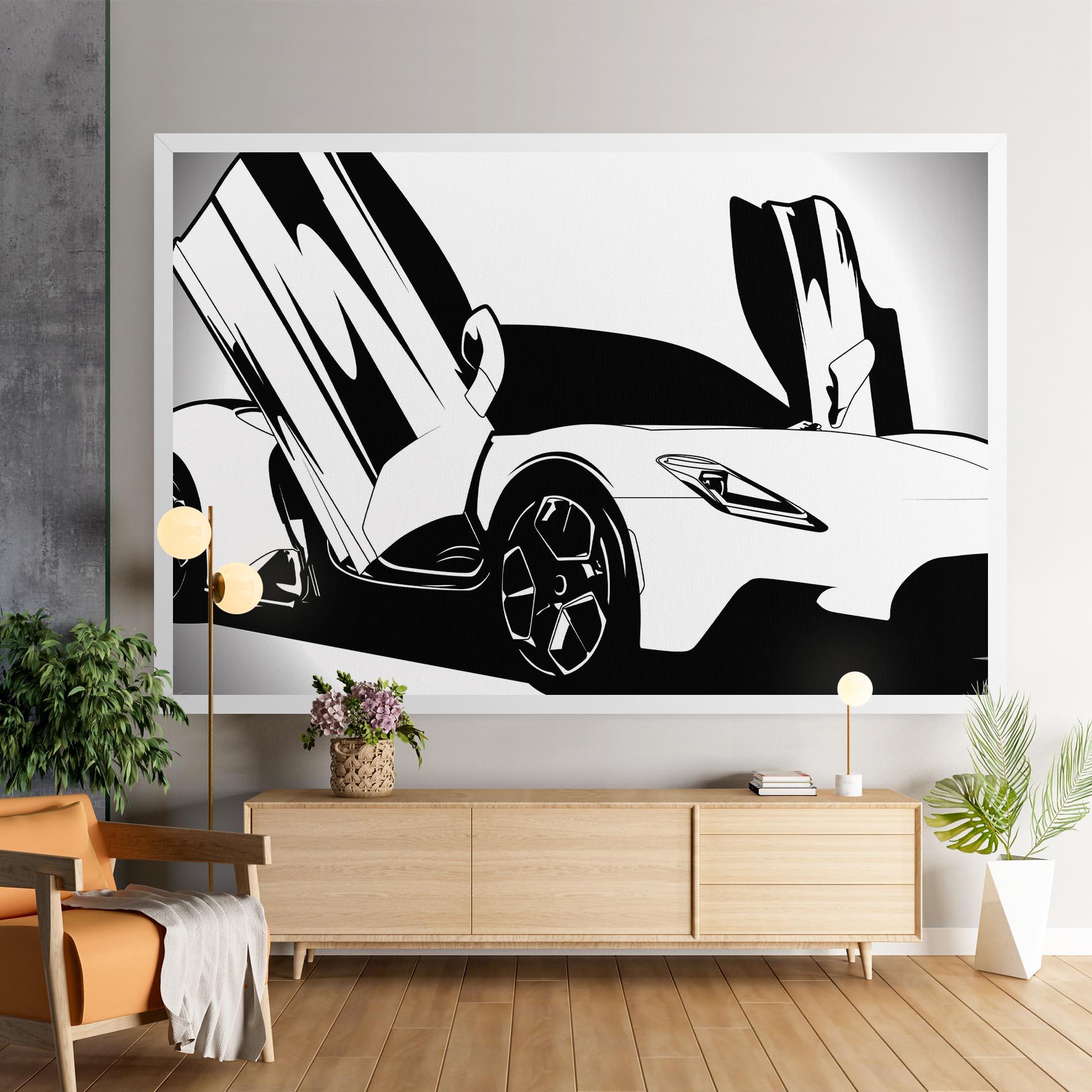 Vászonkép Black White Car mockup 9