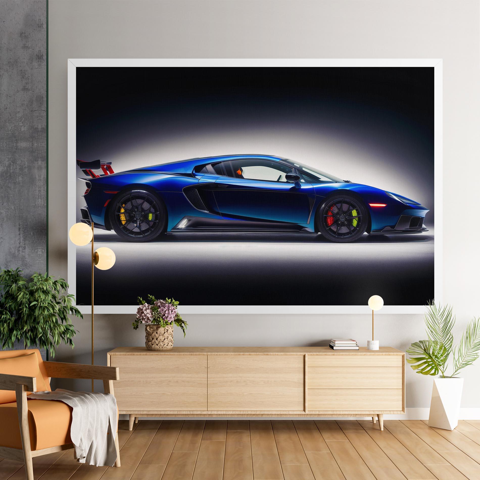 Vászonkép Blue Hypercar Side mockup 9