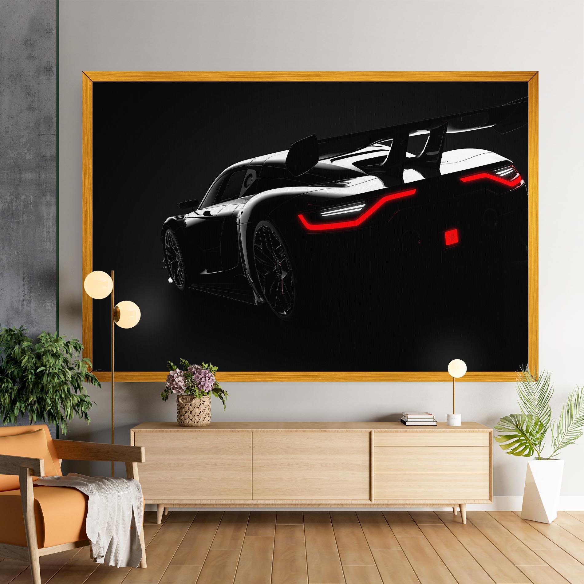 Vászonkép Black Hypercar Car mockup 9