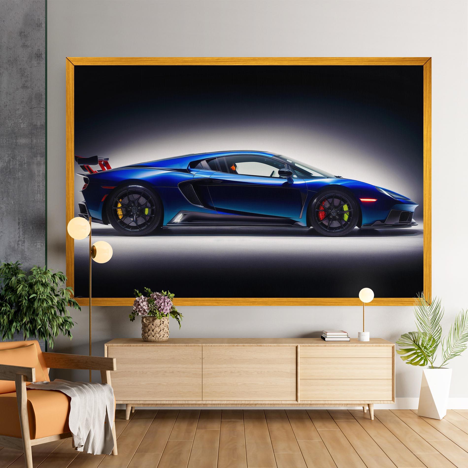 Vászonkép Blue Hypercar Side mockup 9