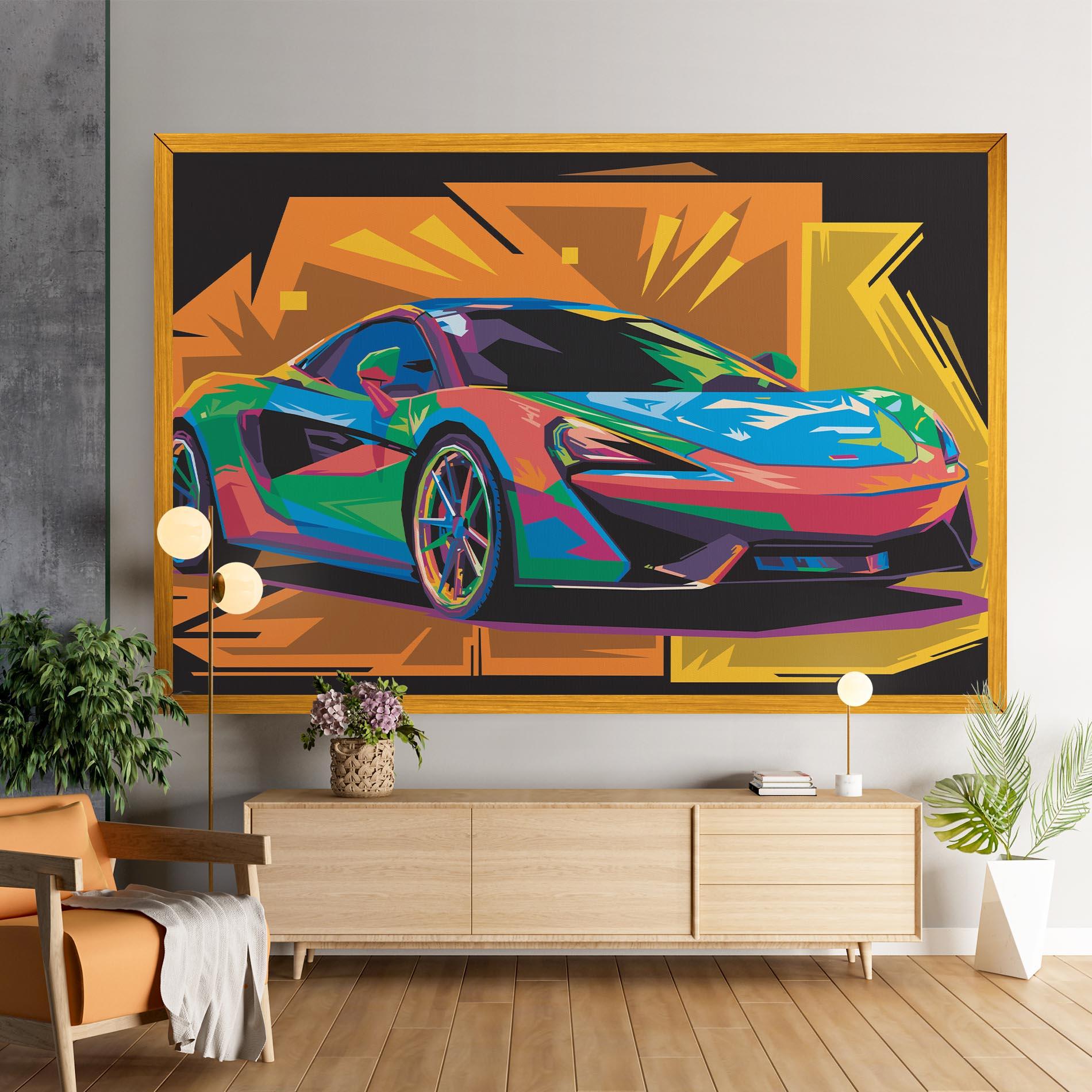 Vászonkép Colorful Sport Car mockup 9