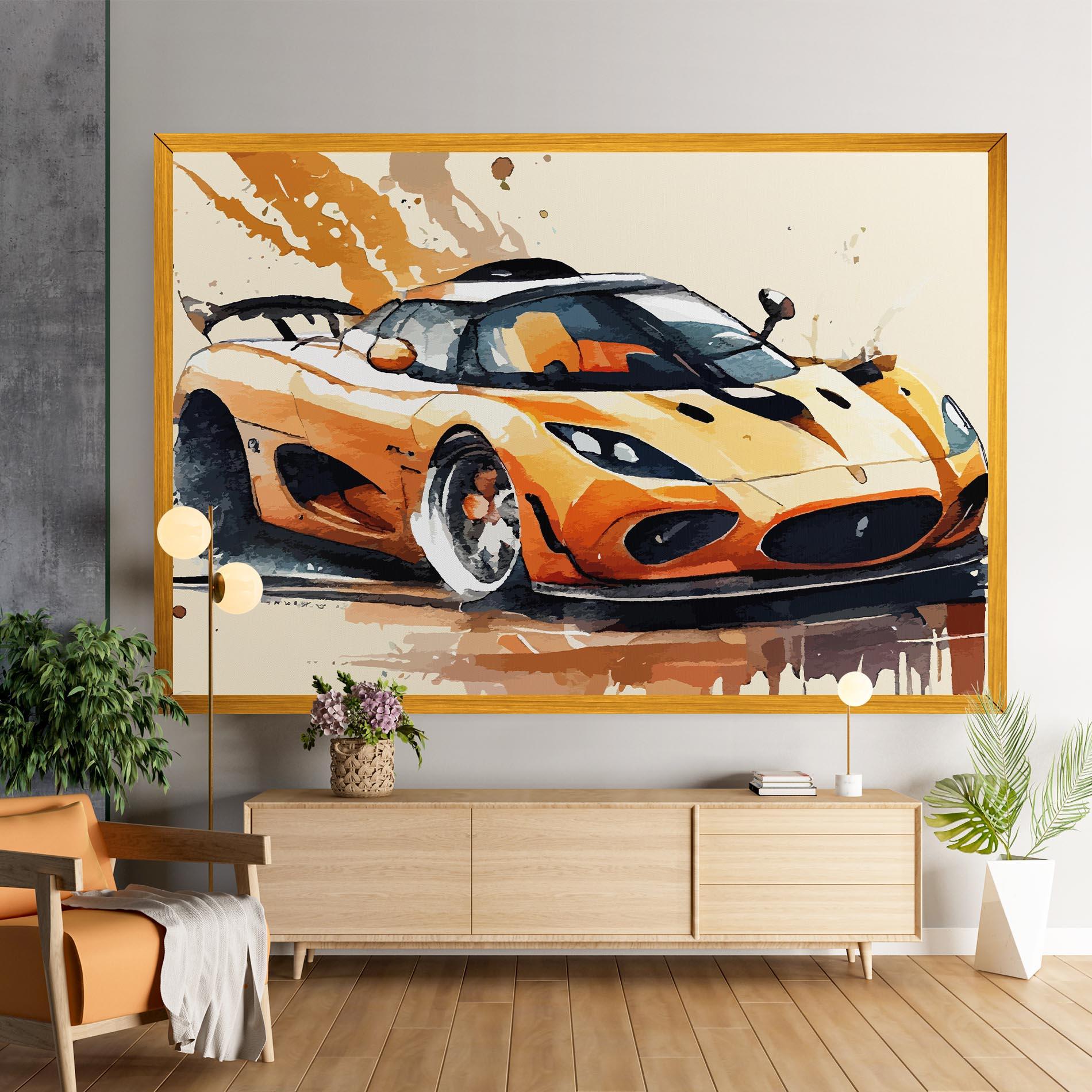Vászonkép Orange Paint Car mockup 9