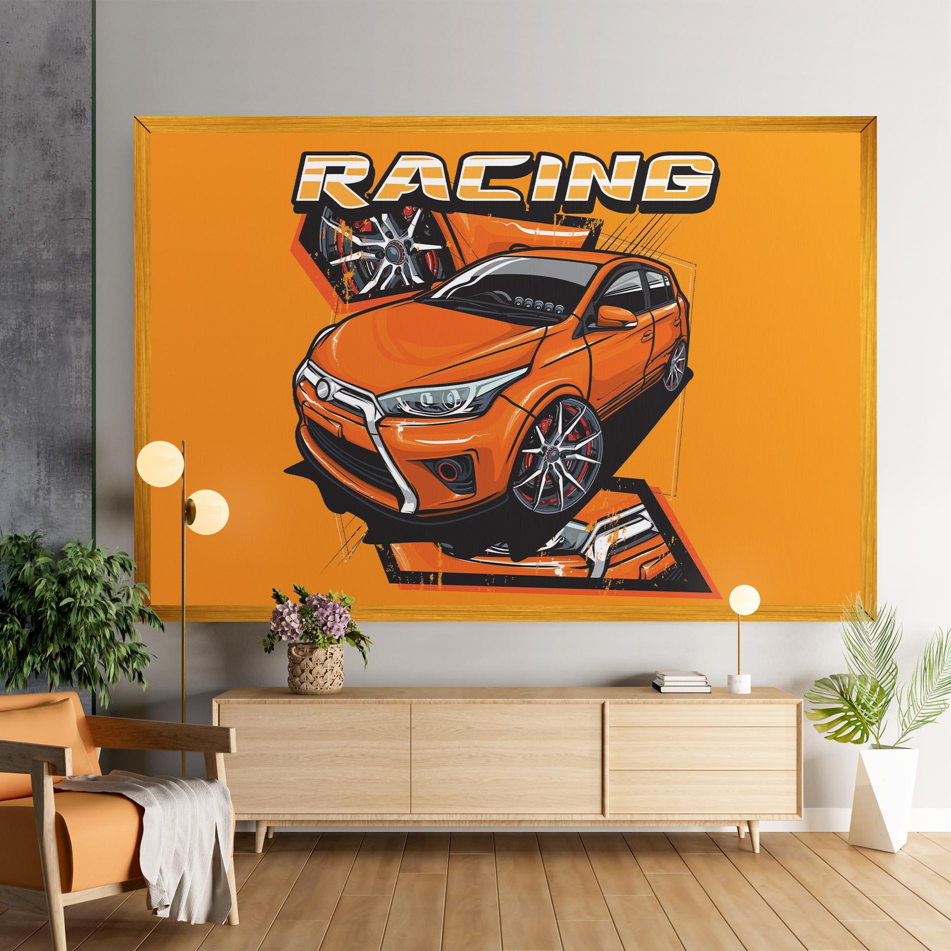 Vászonkép Racing Orange Car mockup 9