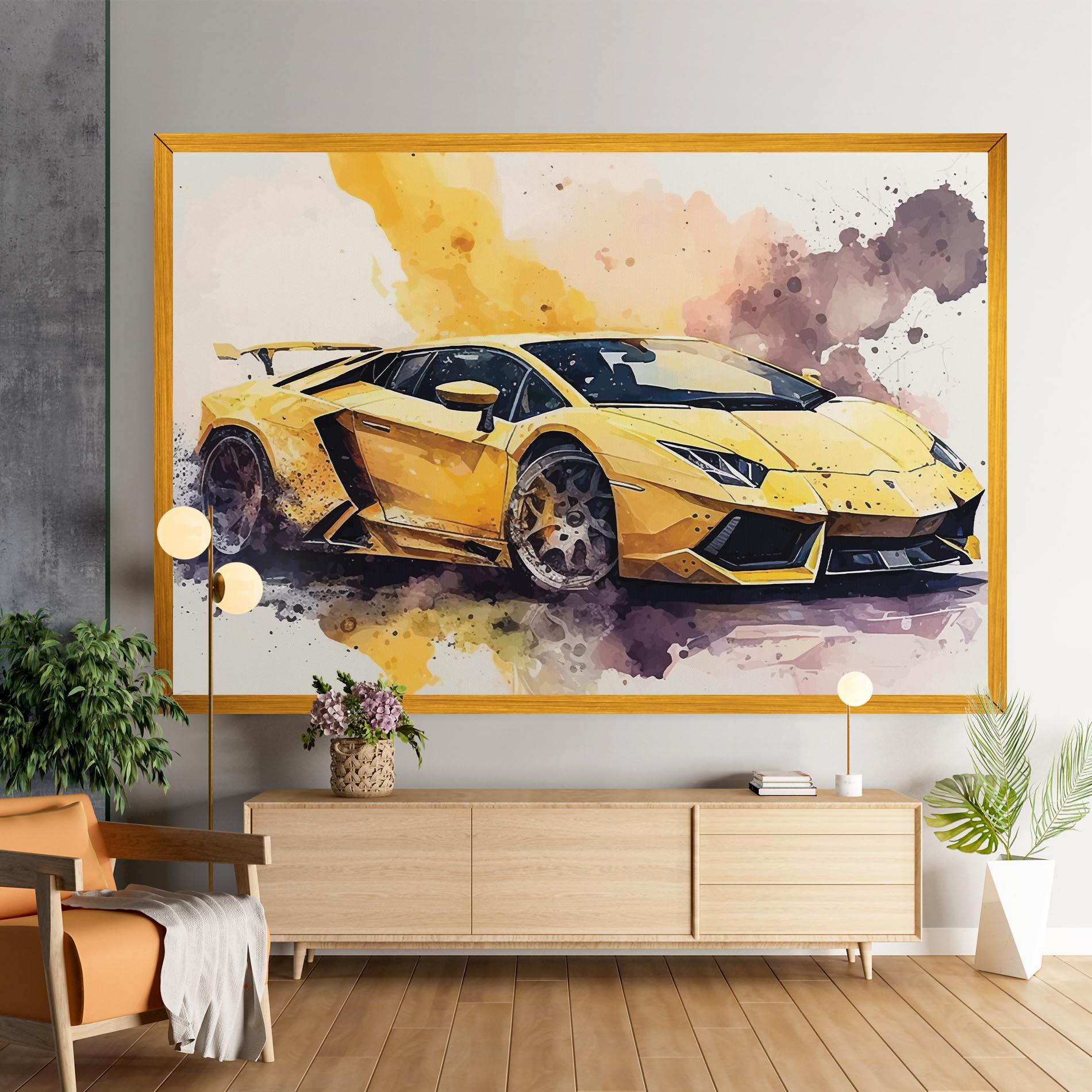Vászonkép Watercolor Sport Car mockup 9