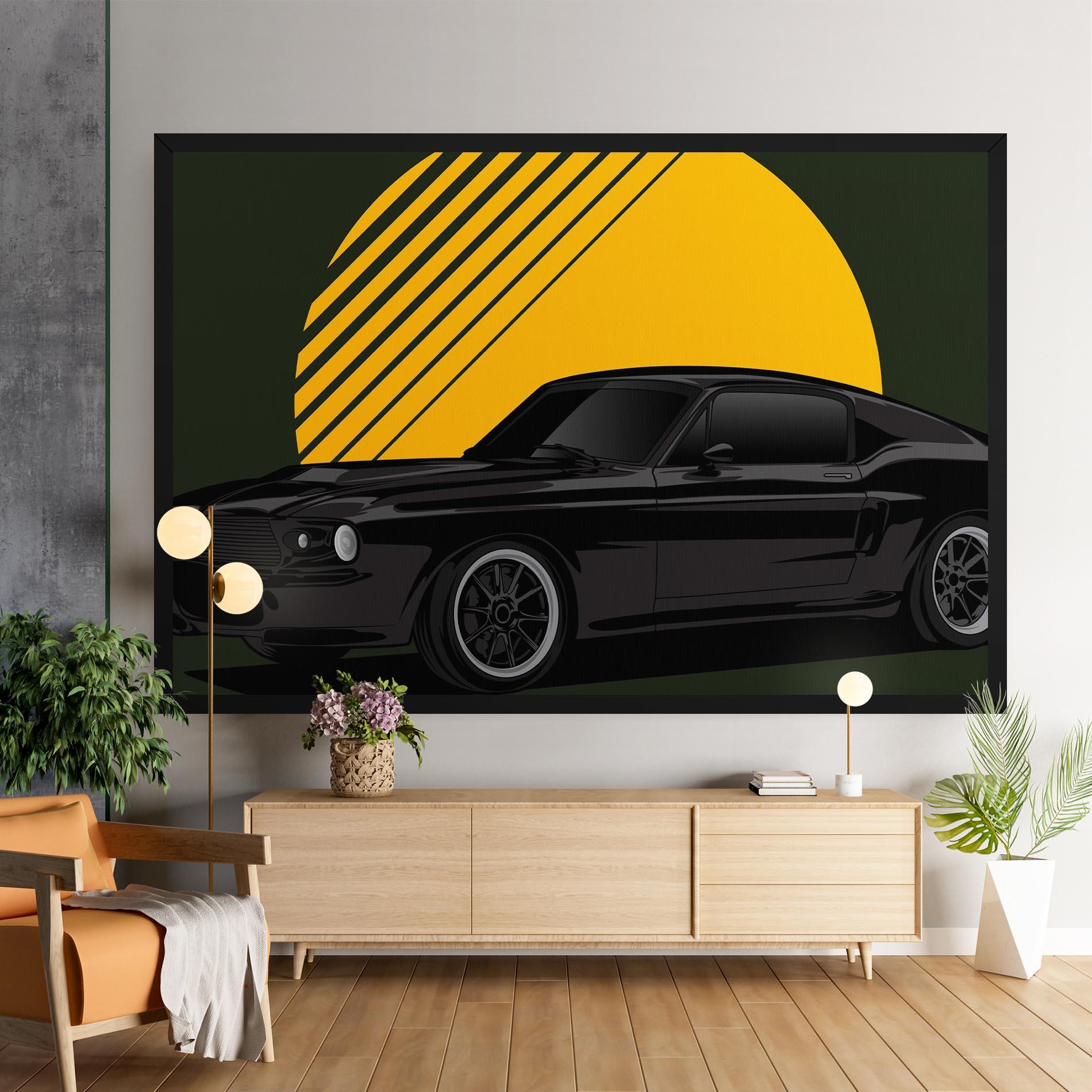 Vászonkép Black Car Sun mockup 9