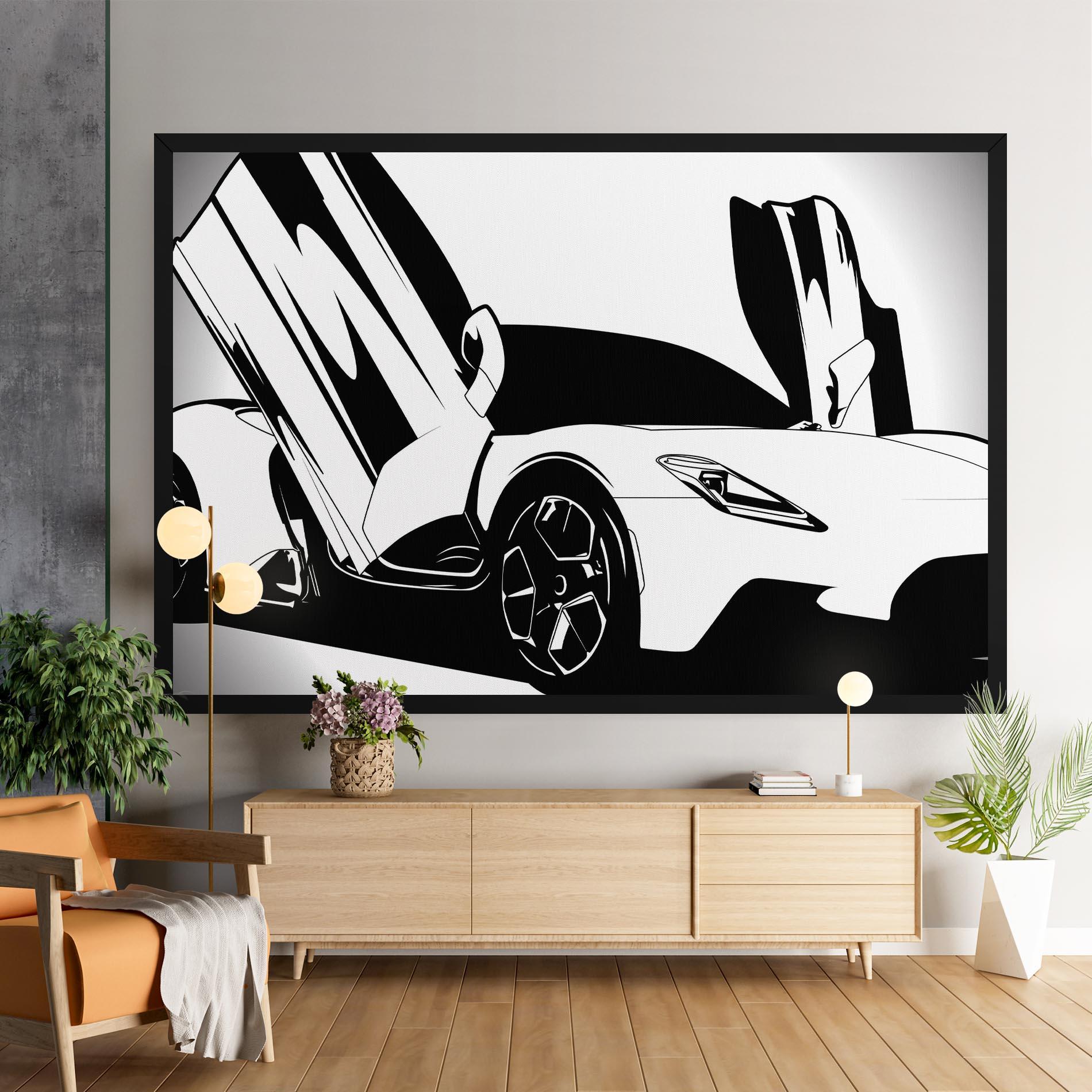 Vászonkép Black White Car mockup 9