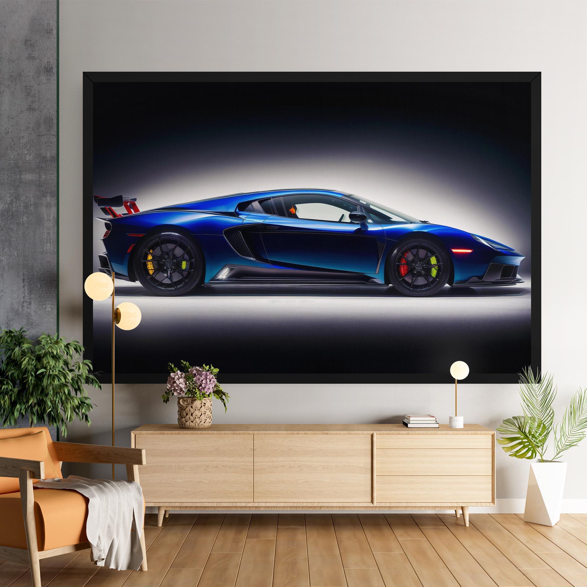 Vászonkép Blue Hypercar Side mockup 9