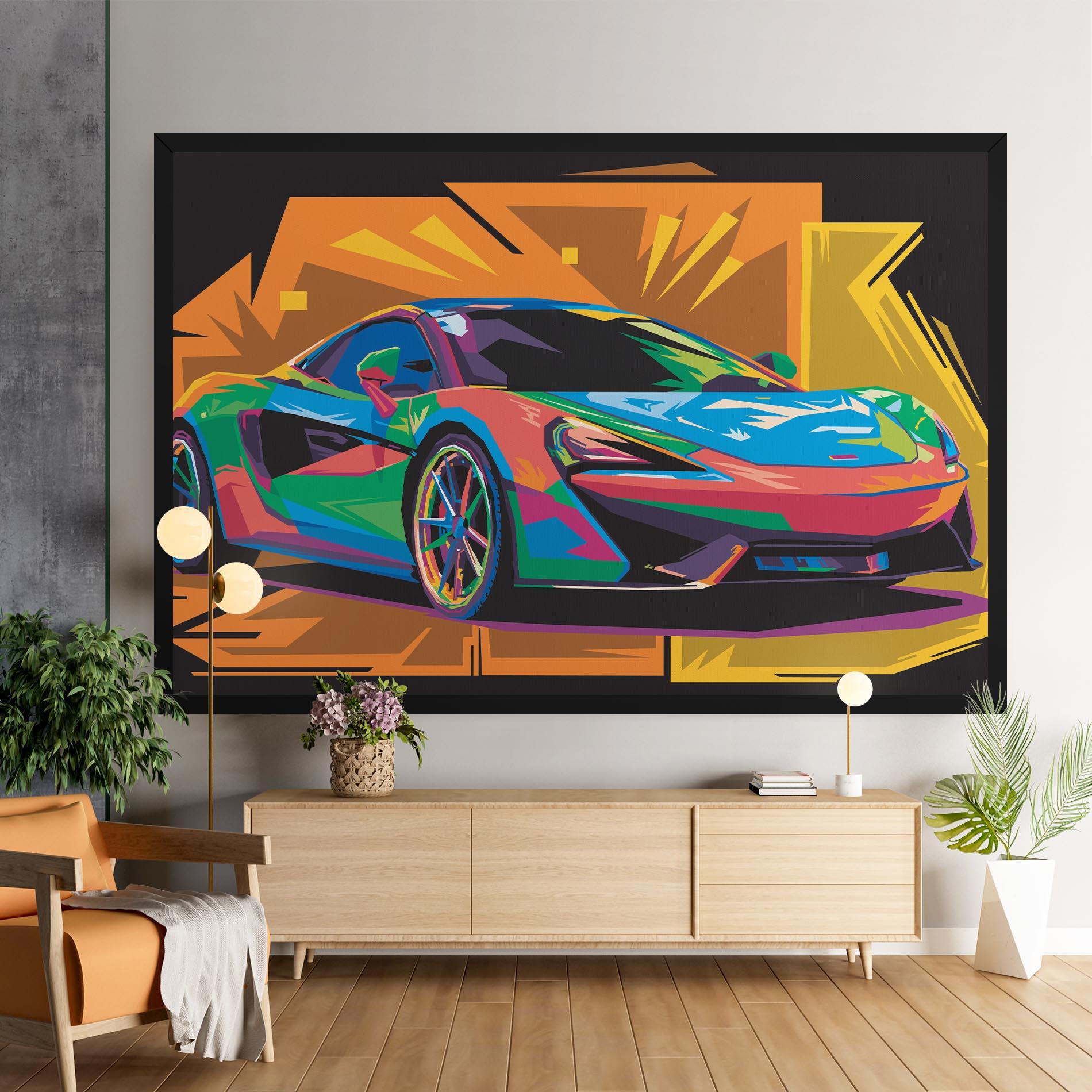 Vászonkép Colorful Sport Car mockup 9