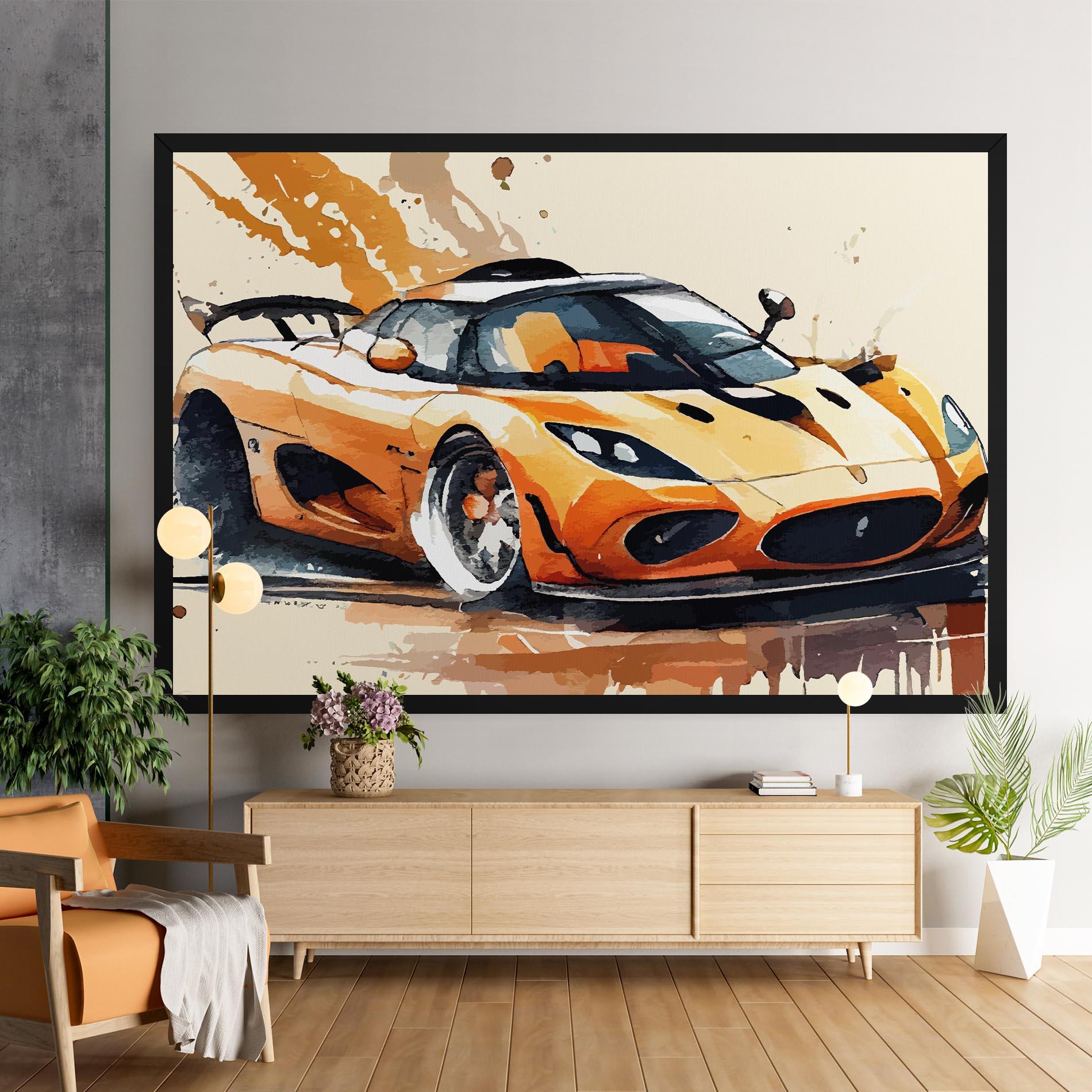 Vászonkép Orange Paint Car mockup 9