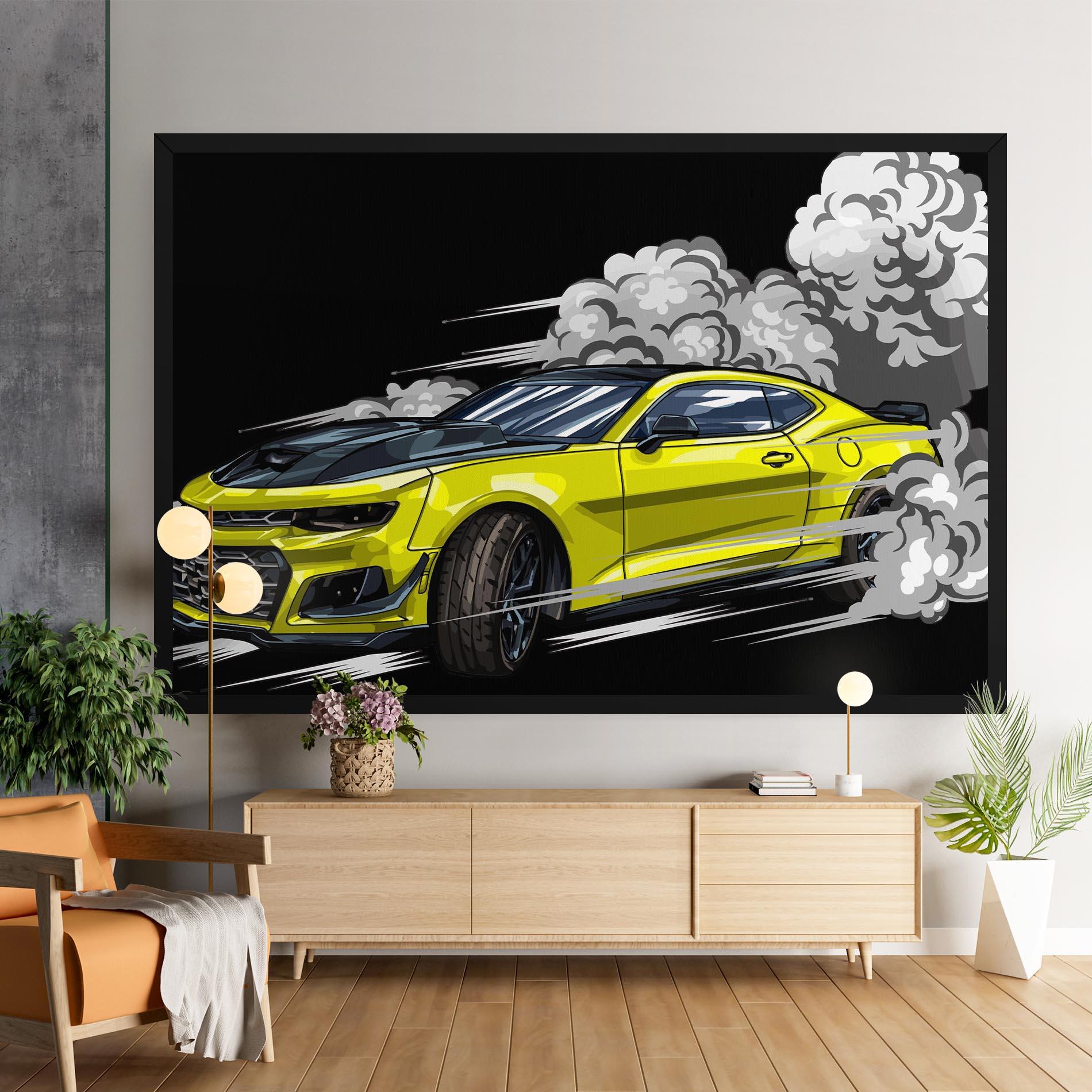 Vászonkép Racing Car Smoke mockup 9