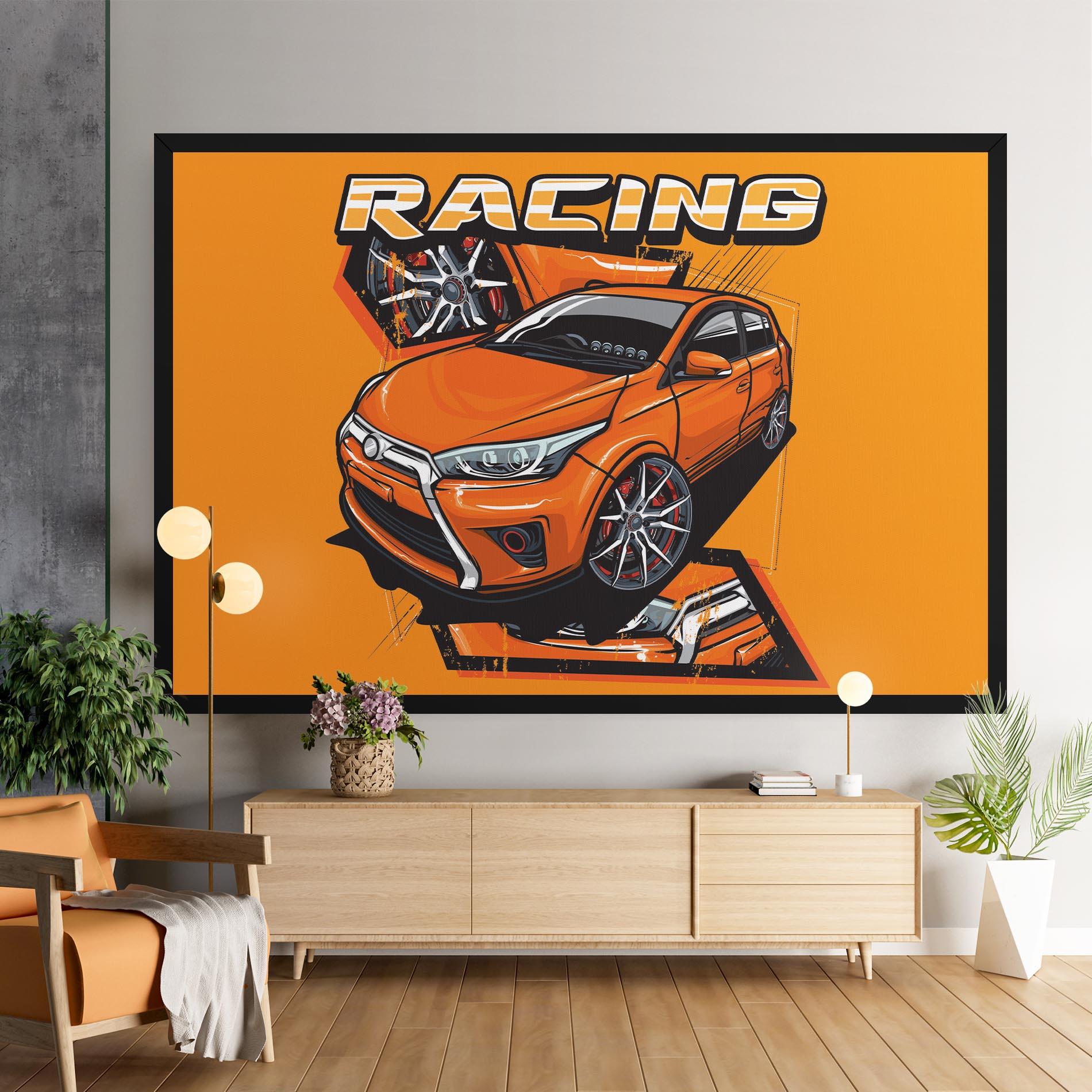 Vászonkép Racing Orange Car mockup 9