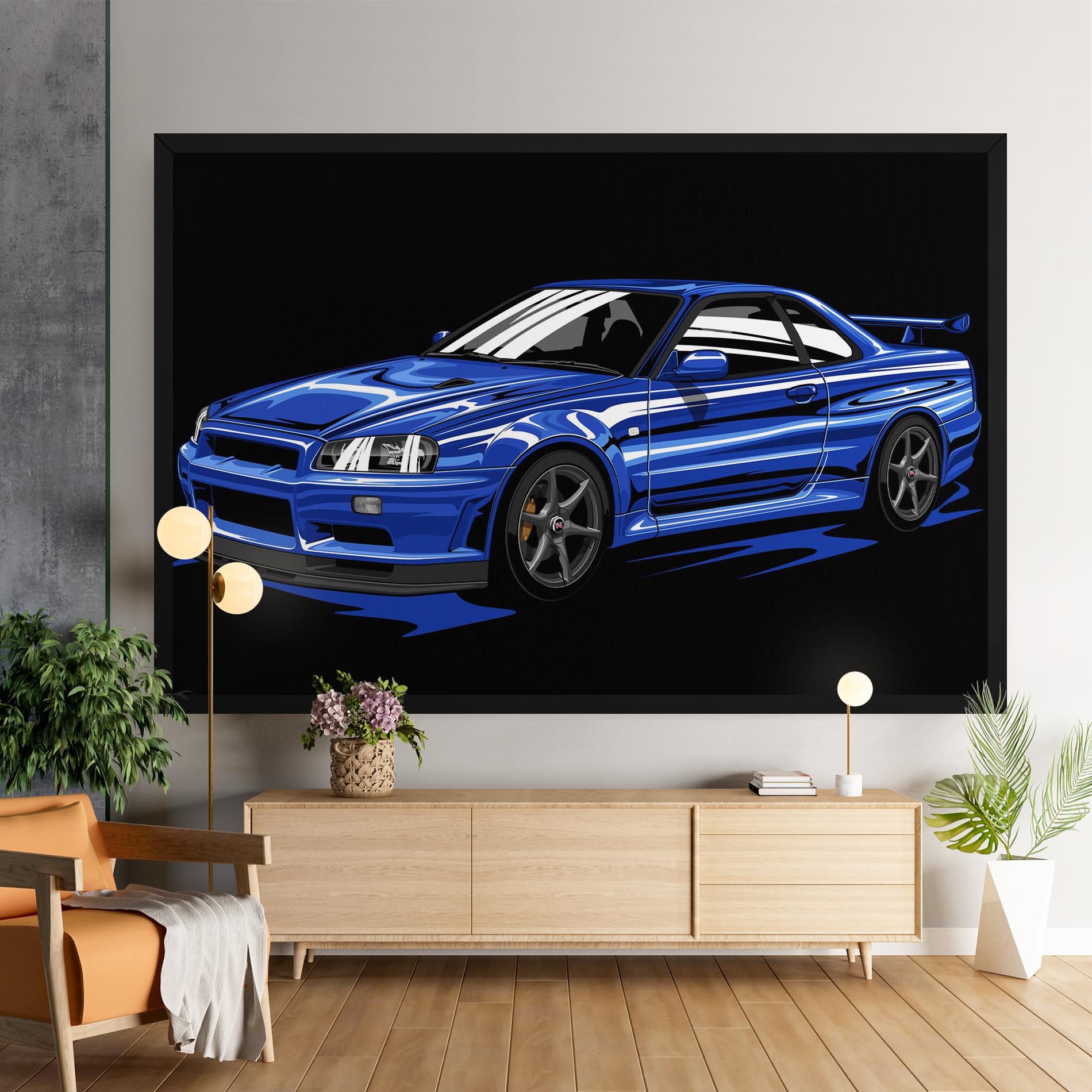 Sport Blue Car mockup 9