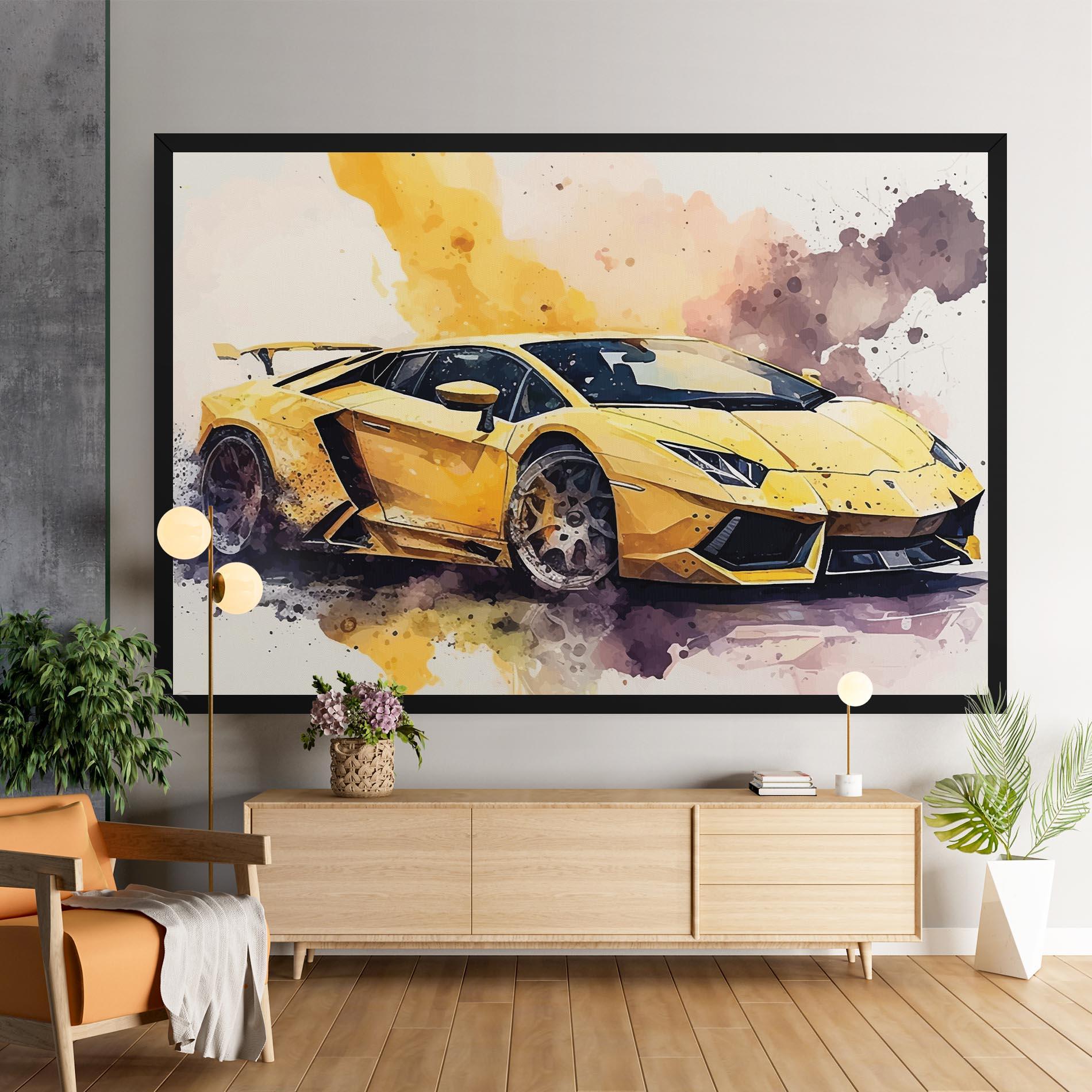 Vászonkép Watercolor Sport Car mockup 9