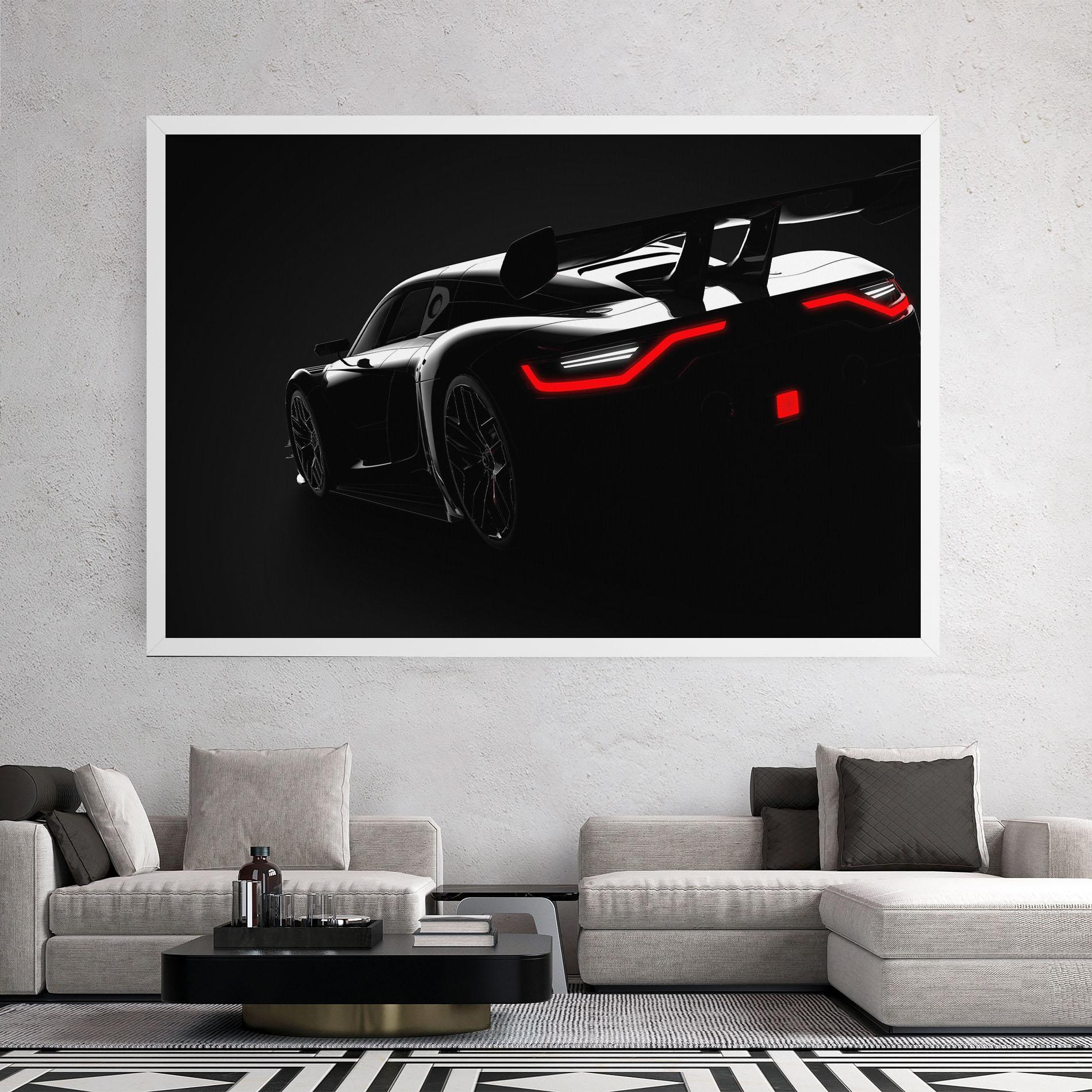 Vászonkép Black Hypercar Car mockup 2