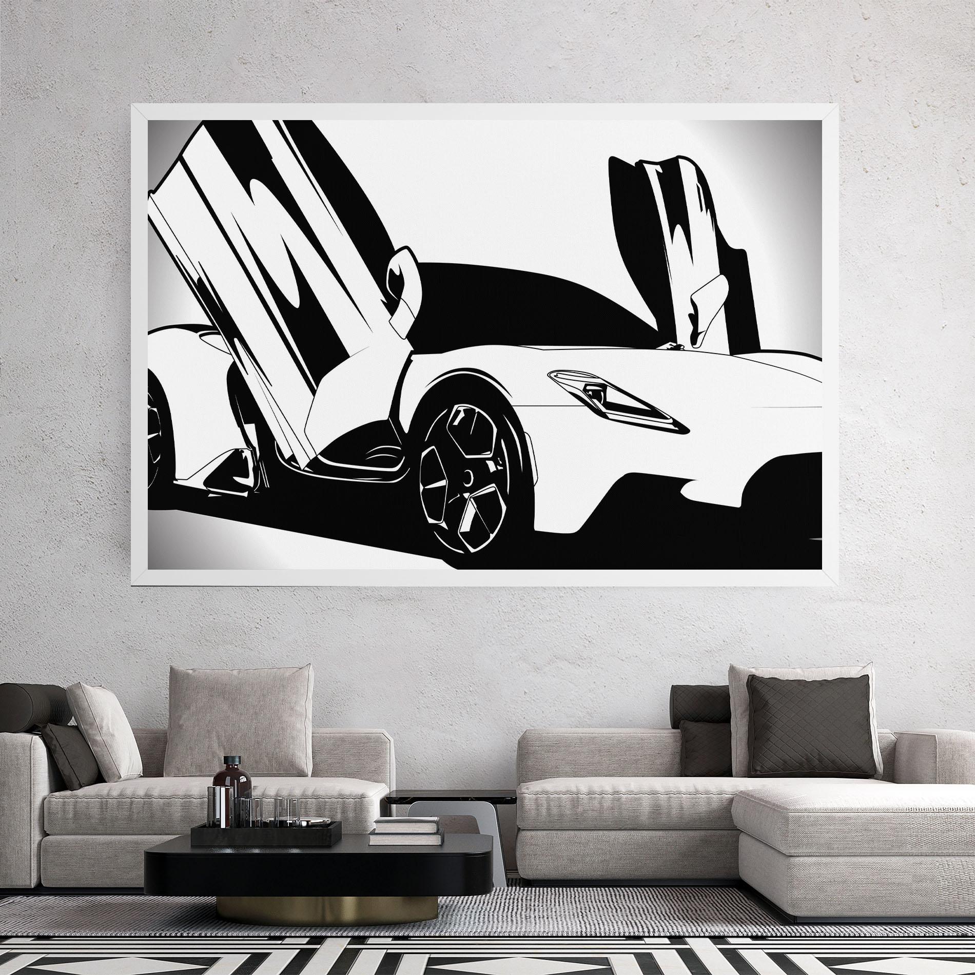 Vászonkép Black White Car mockup 2