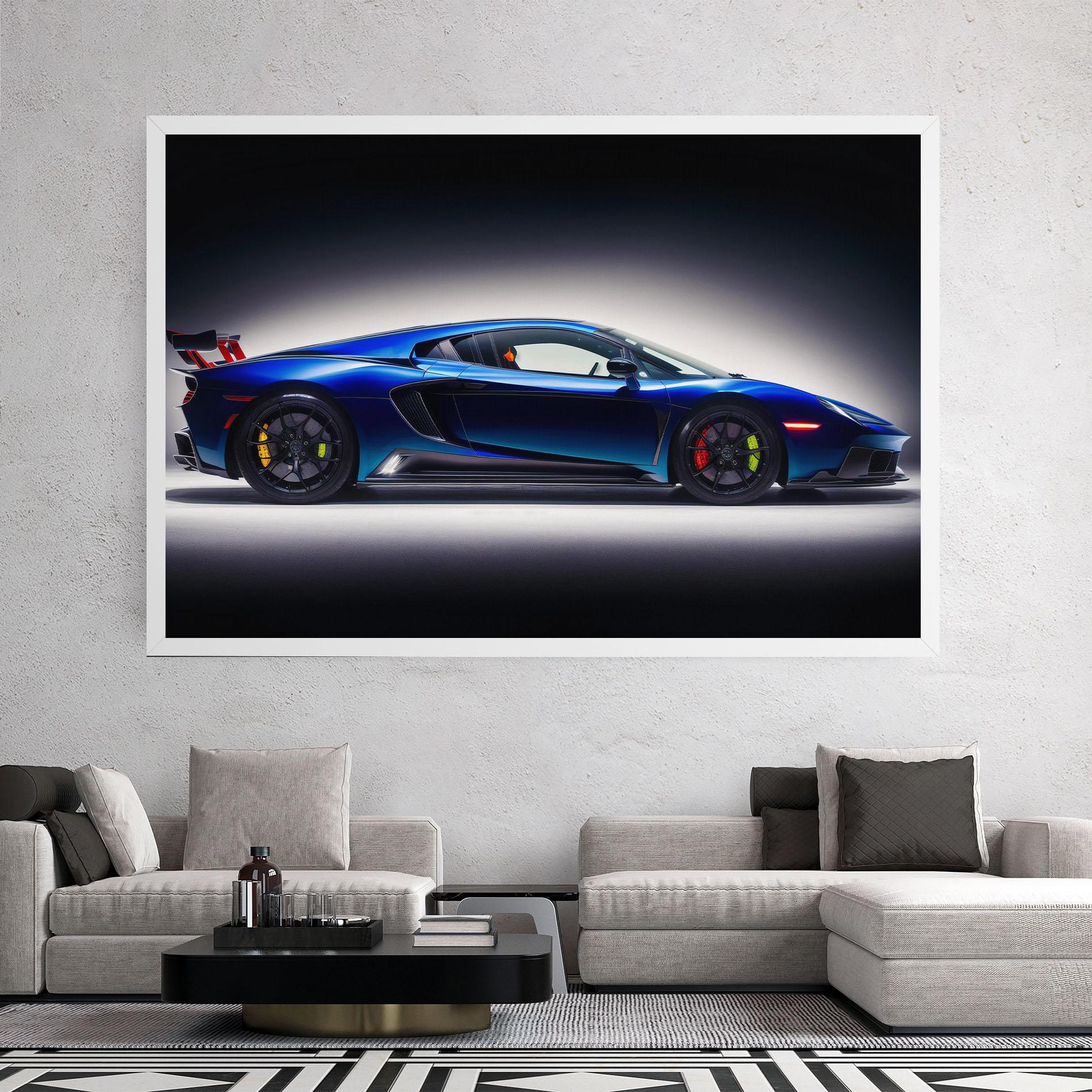 Vászonkép Blue Hypercar Side mockup 2