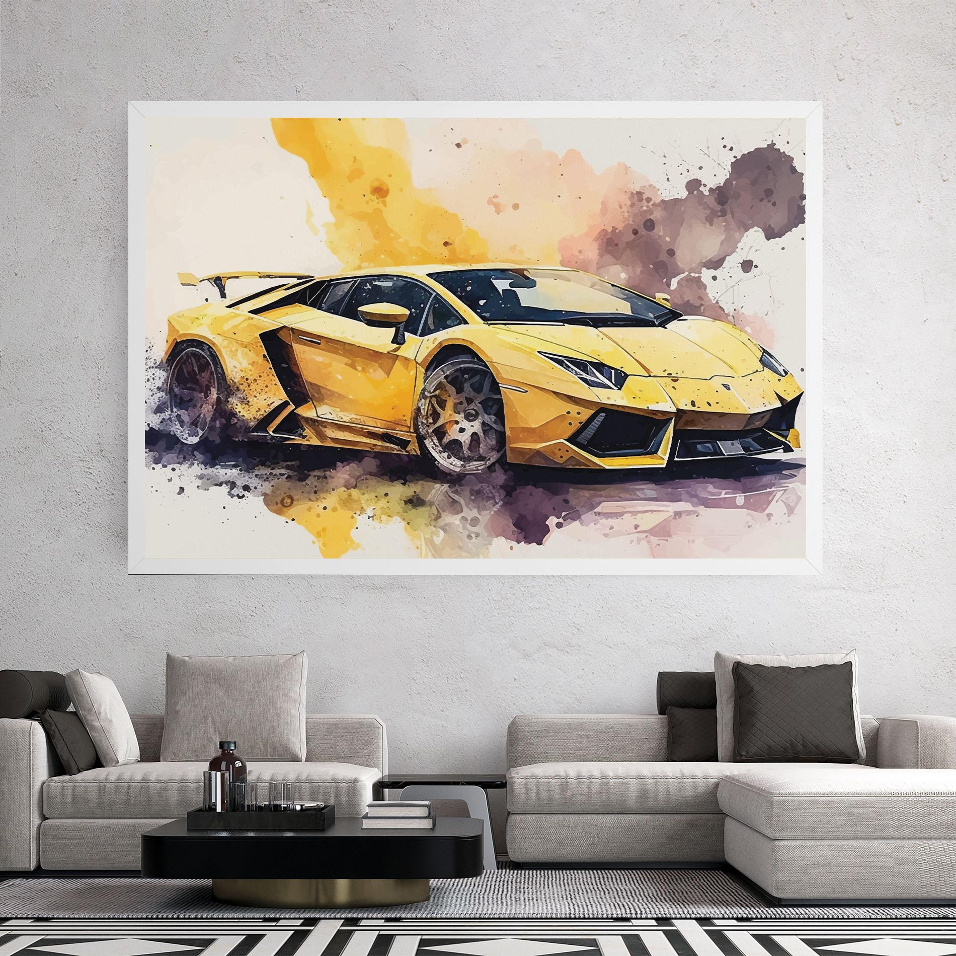 Vászonkép Watercolor Sport Car mockup 2