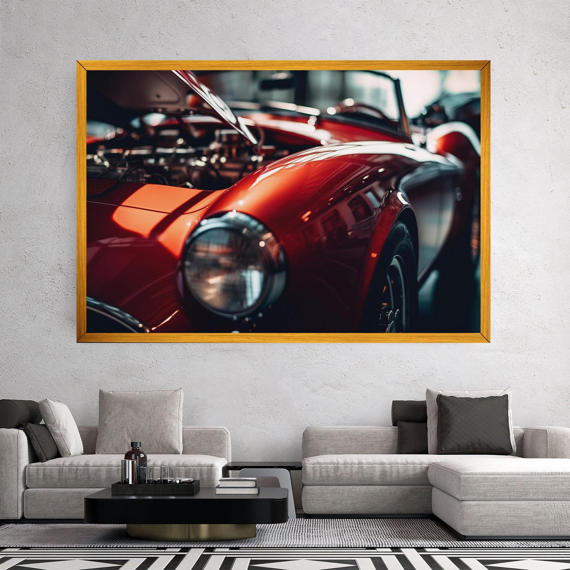 Vászonkép Old Vintage Red Car mockup 2