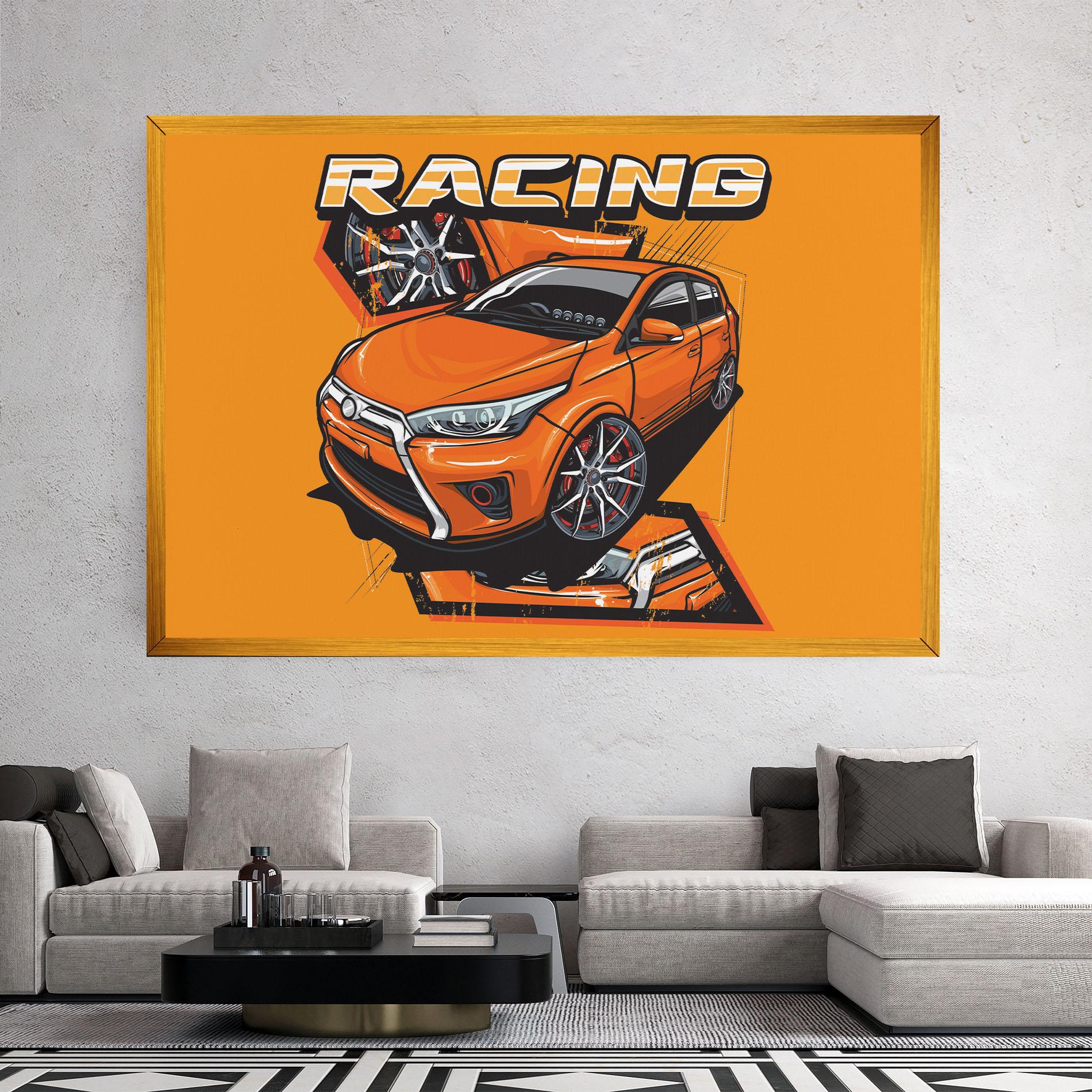 Vászonkép Racing Orange Car mockup 2