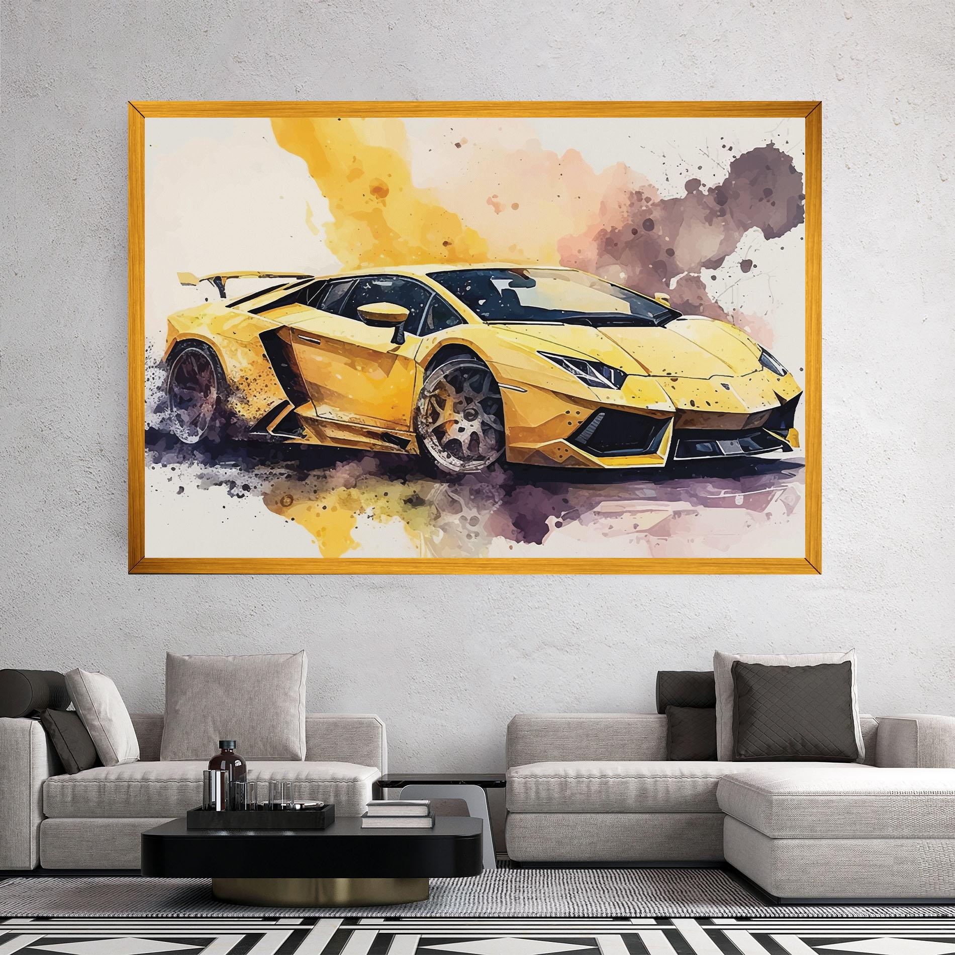 Vászonkép Watercolor Sport Car mockup 2