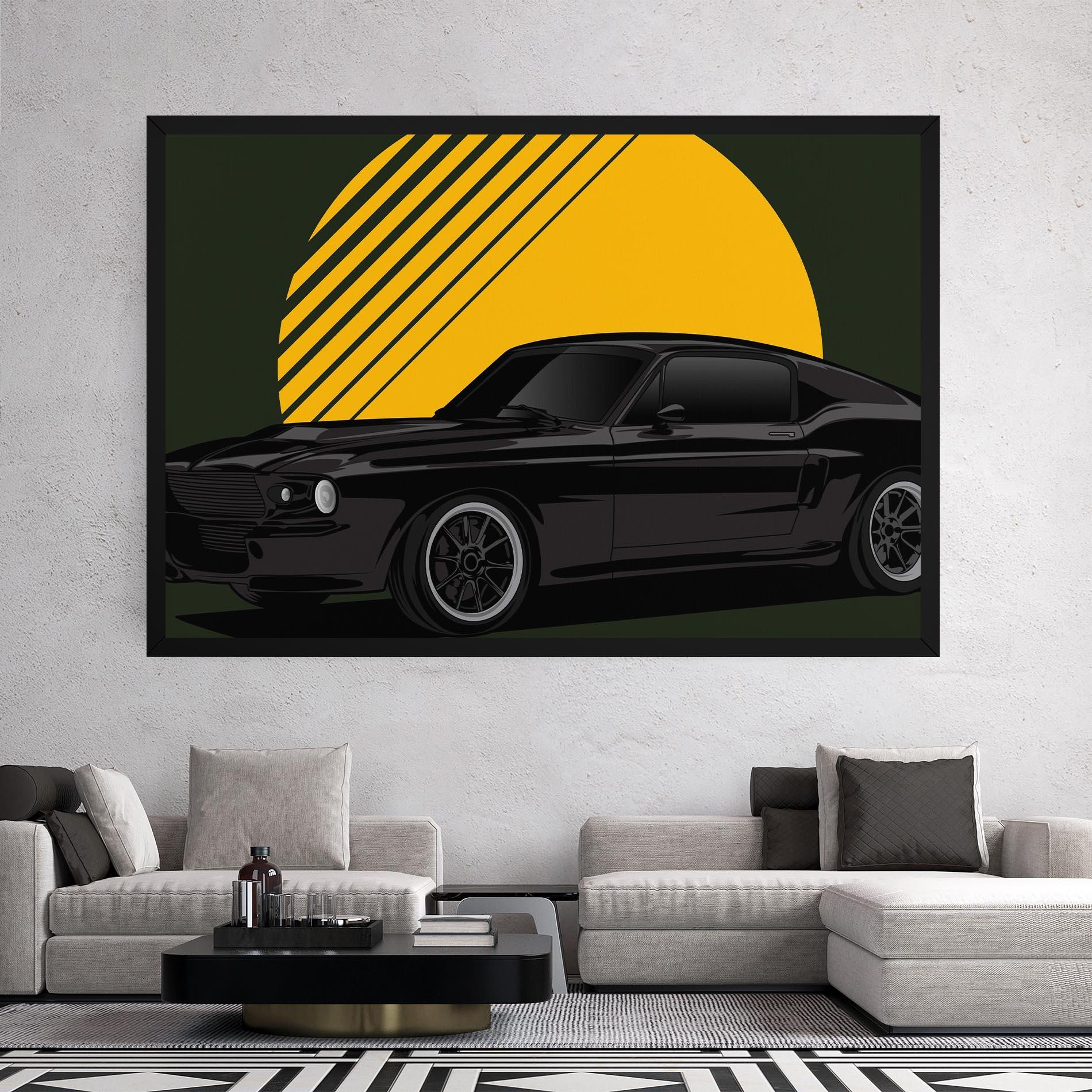 Vászonkép Black Car Sun mockup 2