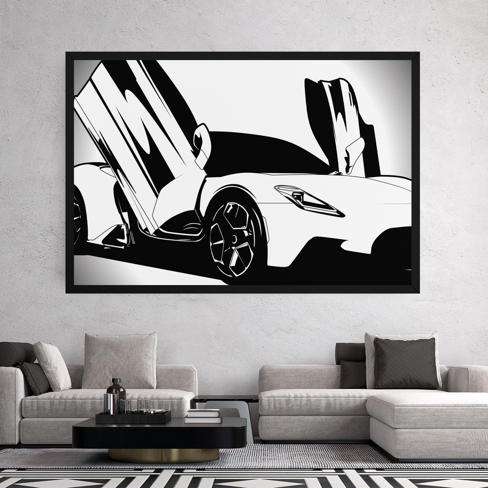 Vászonkép Black White Car mockup 2