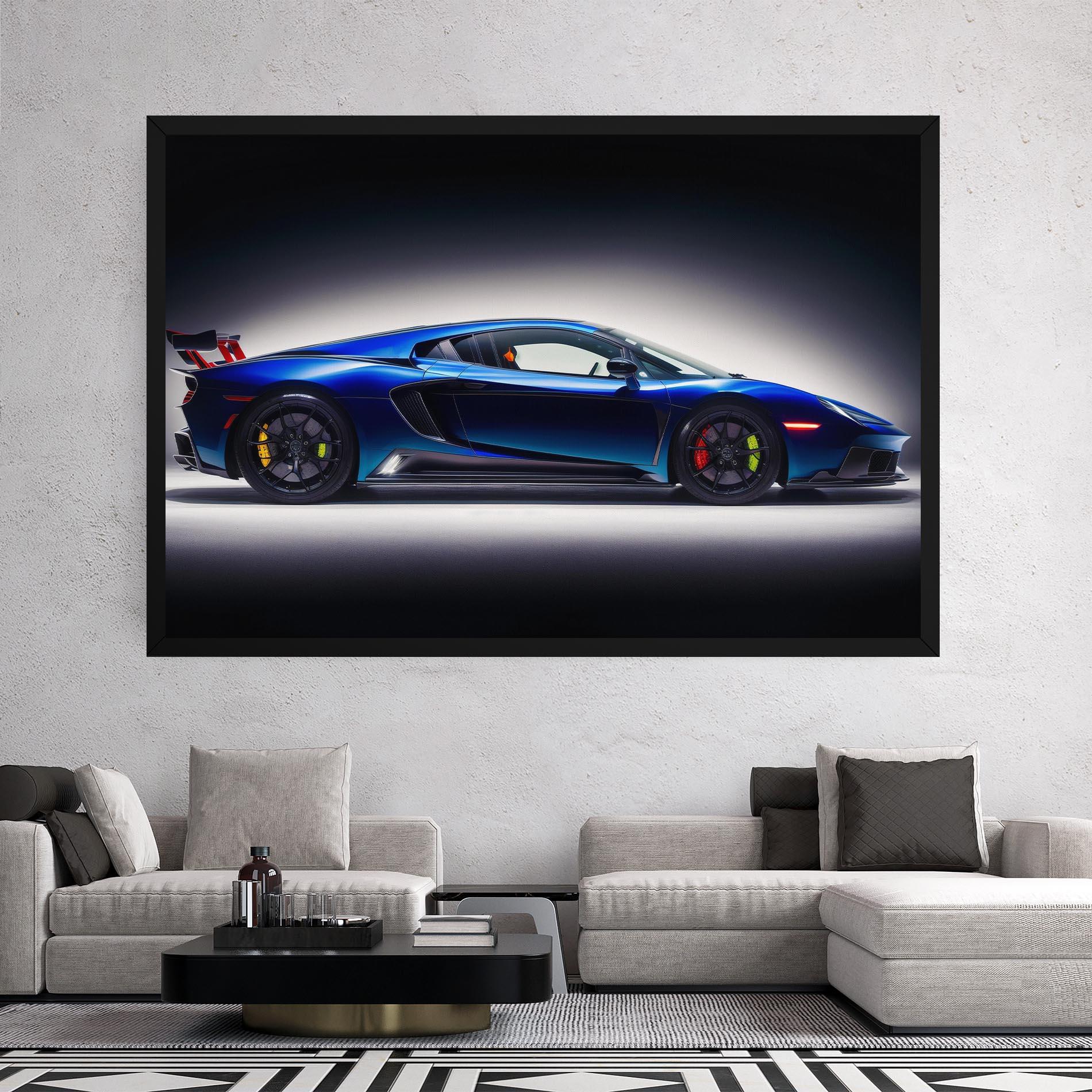 Vászonkép Blue Hypercar Side mockup 2