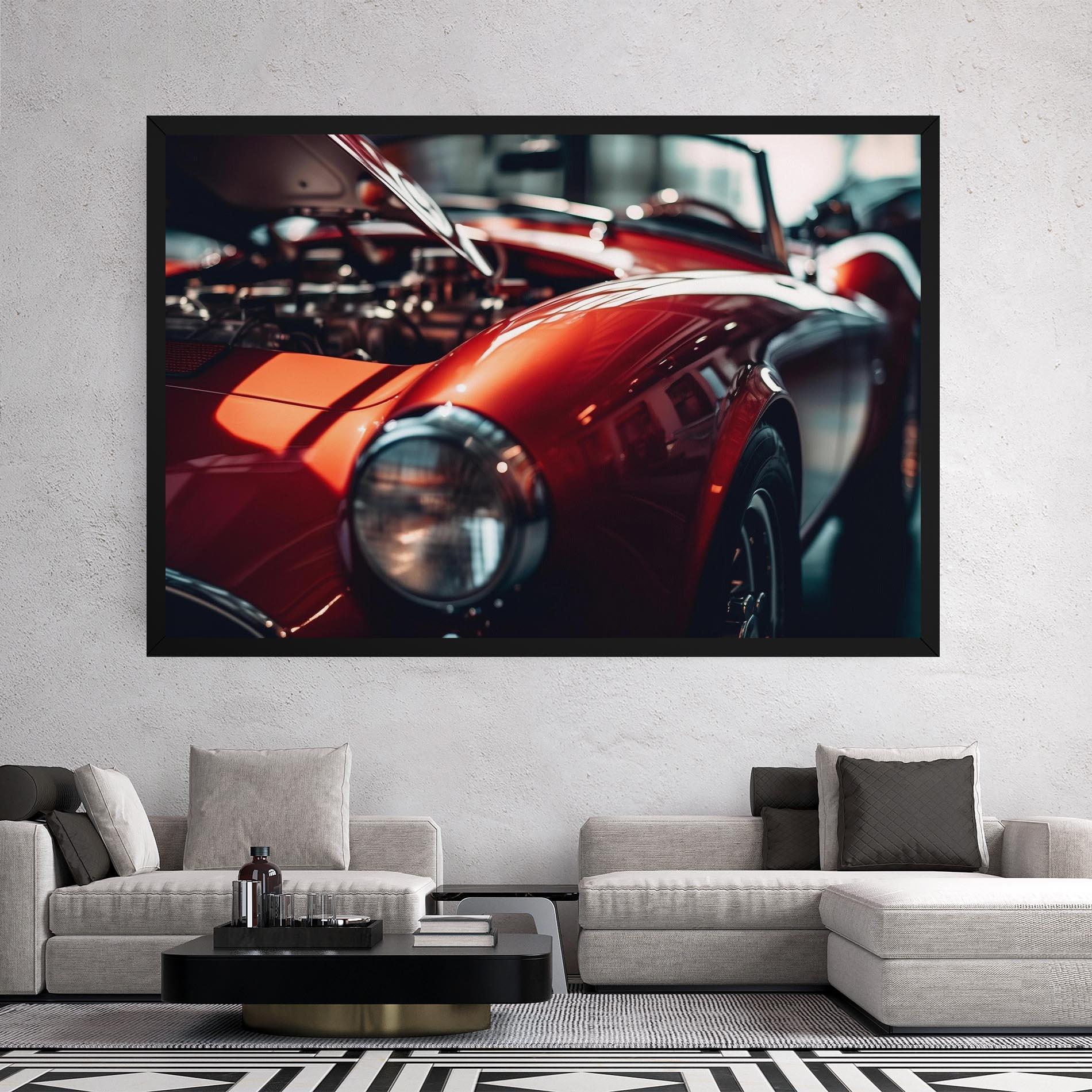 Vászonkép Old Vintage Red Car mockup 2