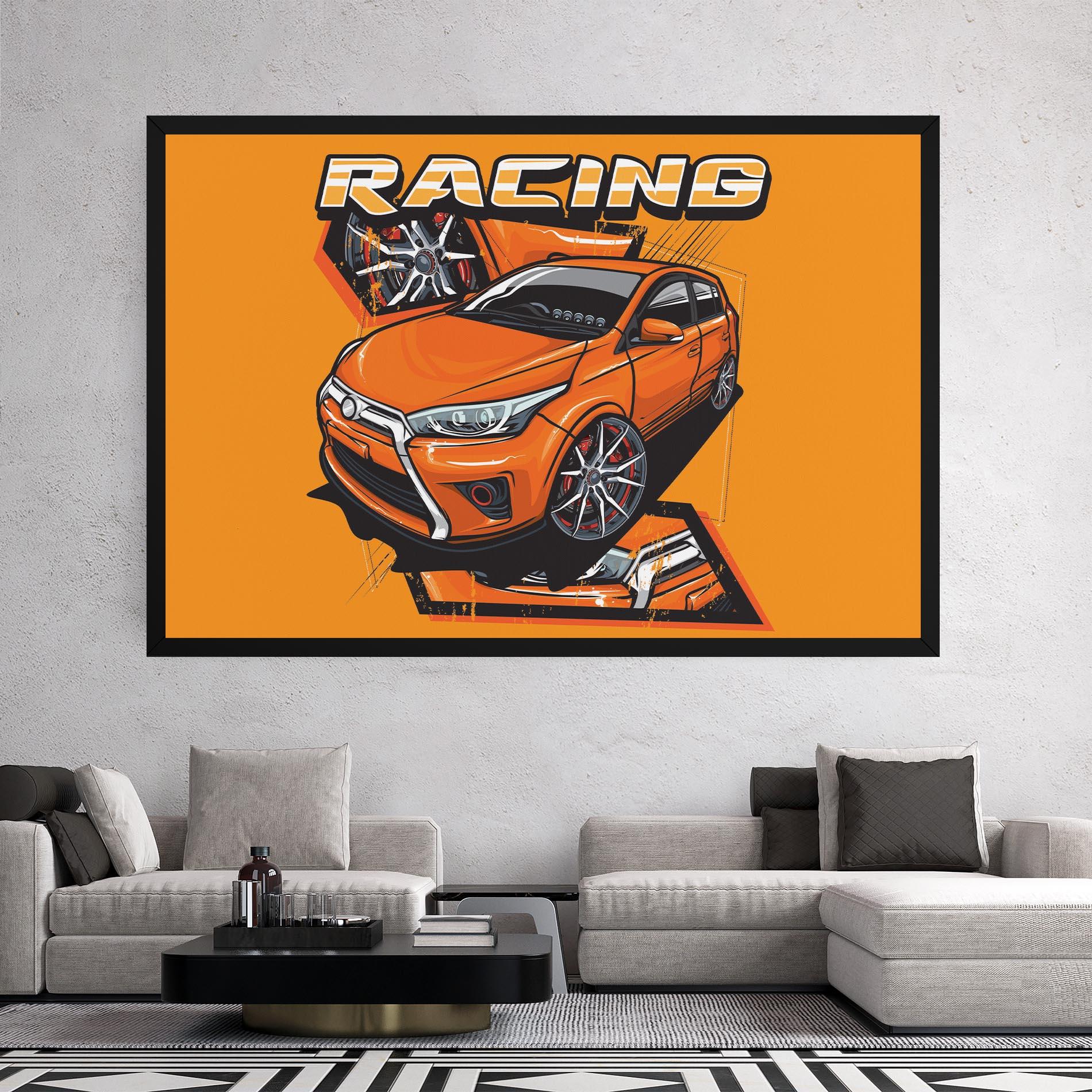 Vászonkép Racing Orange Car mockup 2