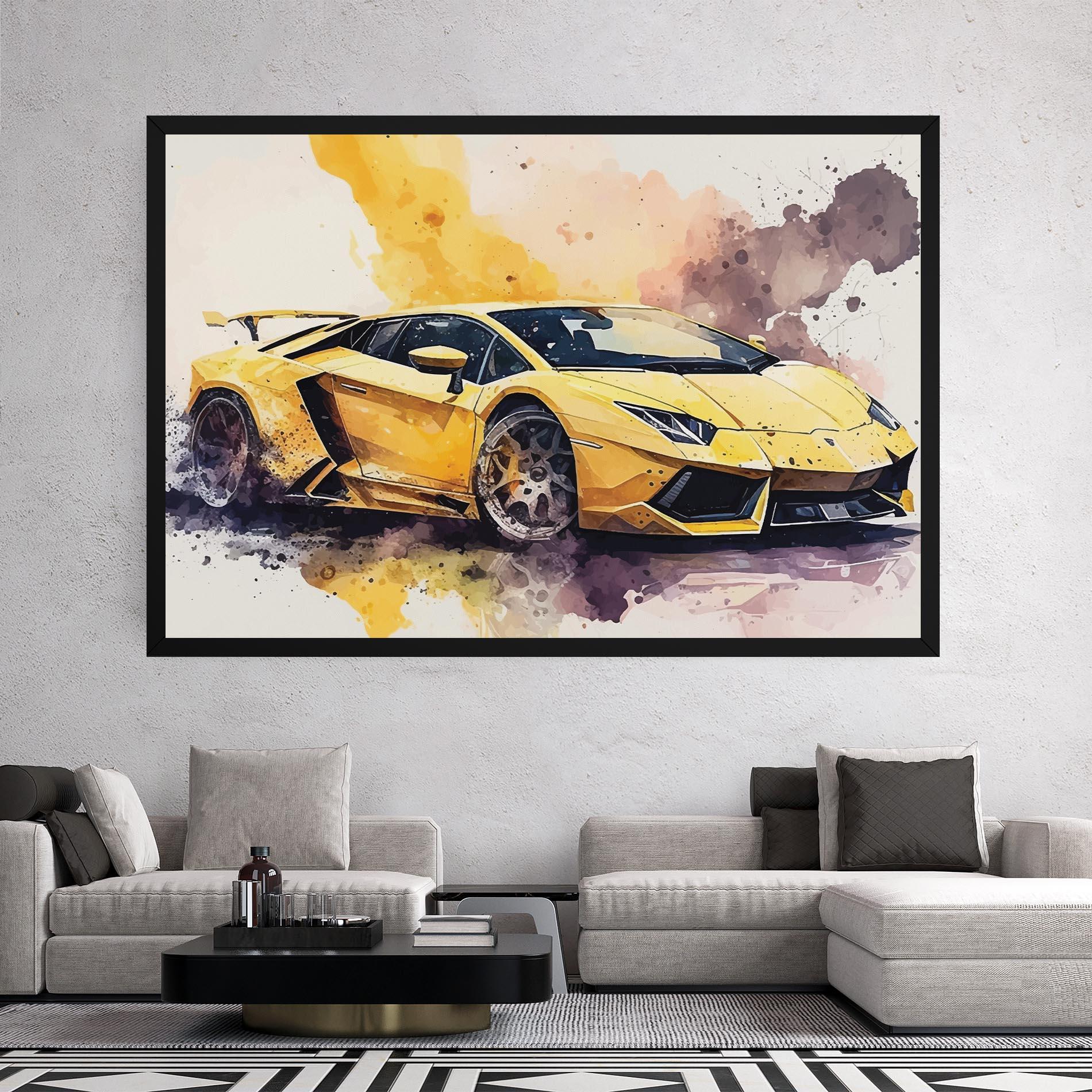 Vászonkép Watercolor Sport Car mockup 2