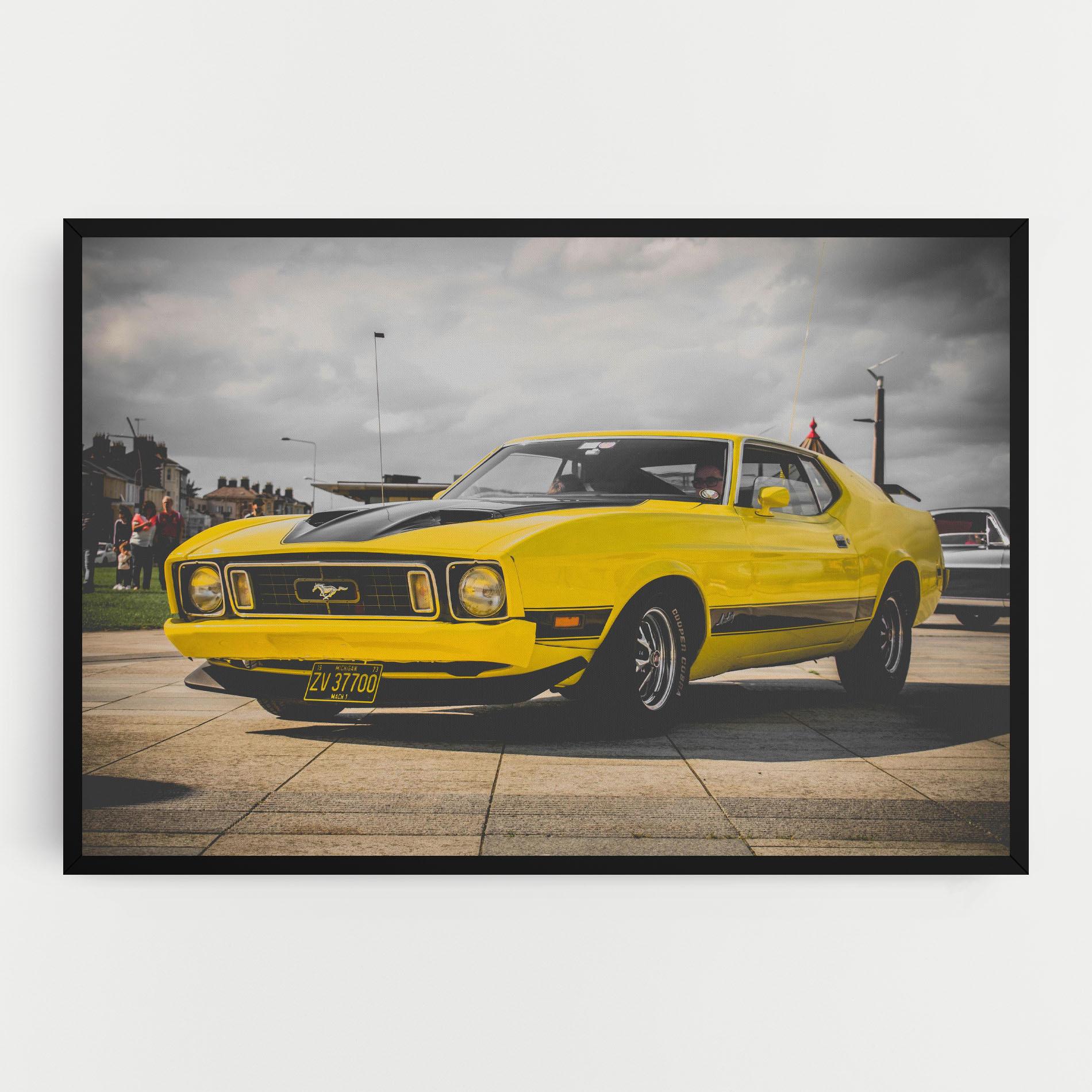 Vászonkép Vintage Yellow Car mockup 0